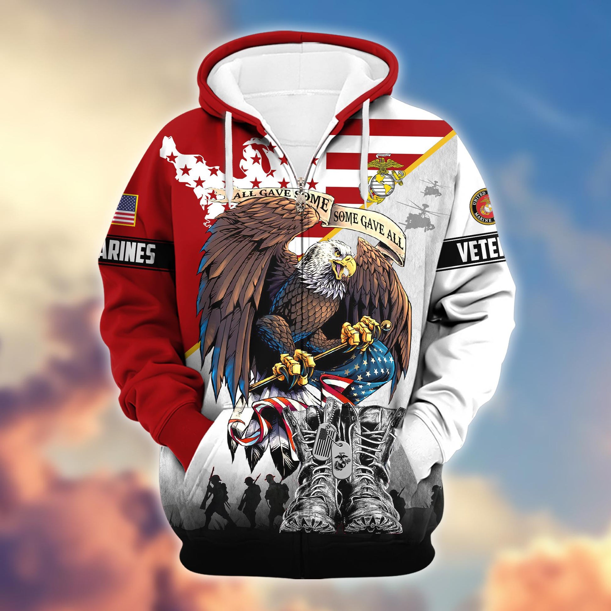 Premium All Gave Some Some Gave All US Veterans Zip Hoodie BPVC130903, Gifts For US Veterans, Gifts For Veterans Day