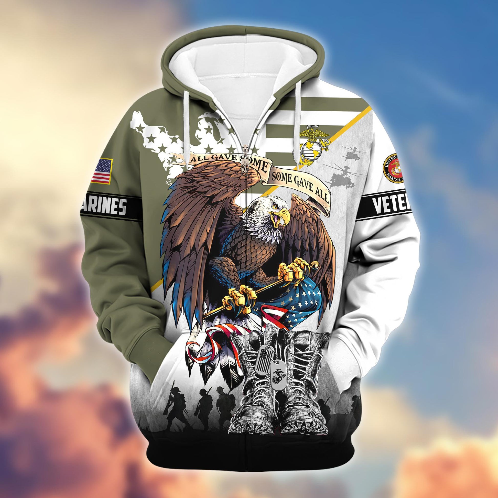 Premium All Gave Some Some Gave All US Veterans Zip Hoodie BPVC130903, Gifts For US Veterans, Gifts For Veterans Day
