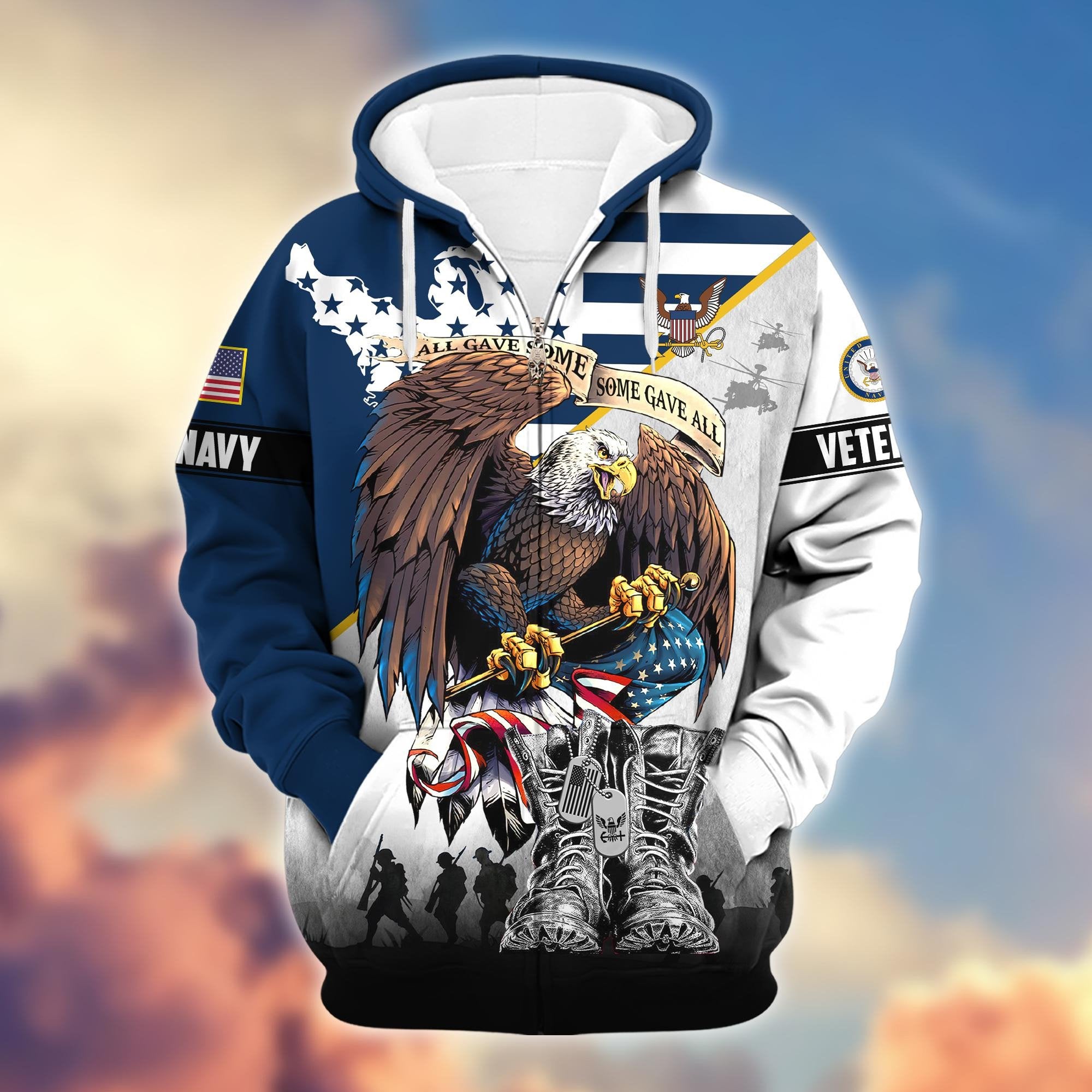 Premium All Gave Some Some Gave All US Veterans Zip Hoodie BPVC130903, Gifts For US Veterans, Gifts For Veterans Day