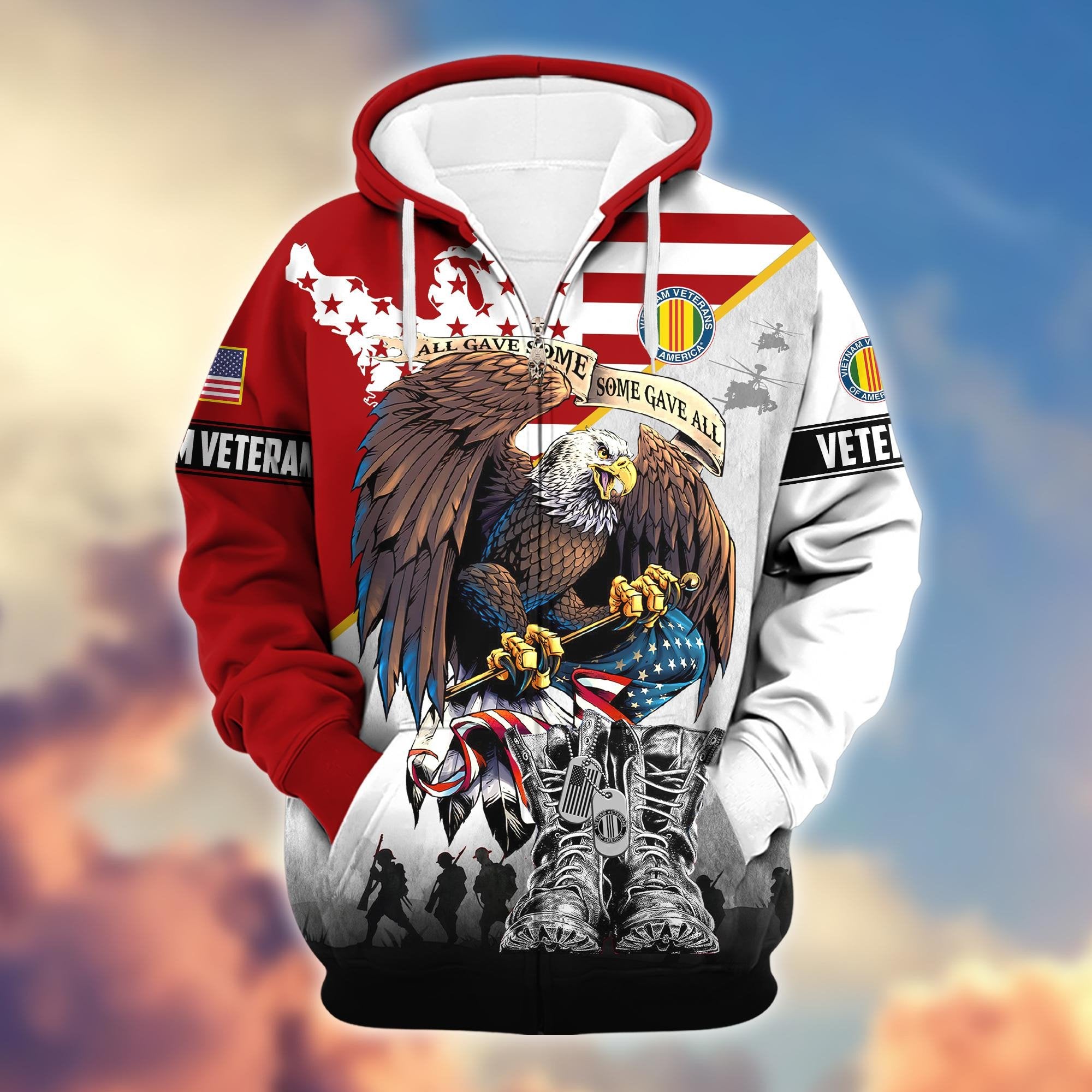 Premium All Gave Some Some Gave All US Veterans Zip Hoodie BPVC130903, Gifts For US Veterans, Gifts For Veterans Day