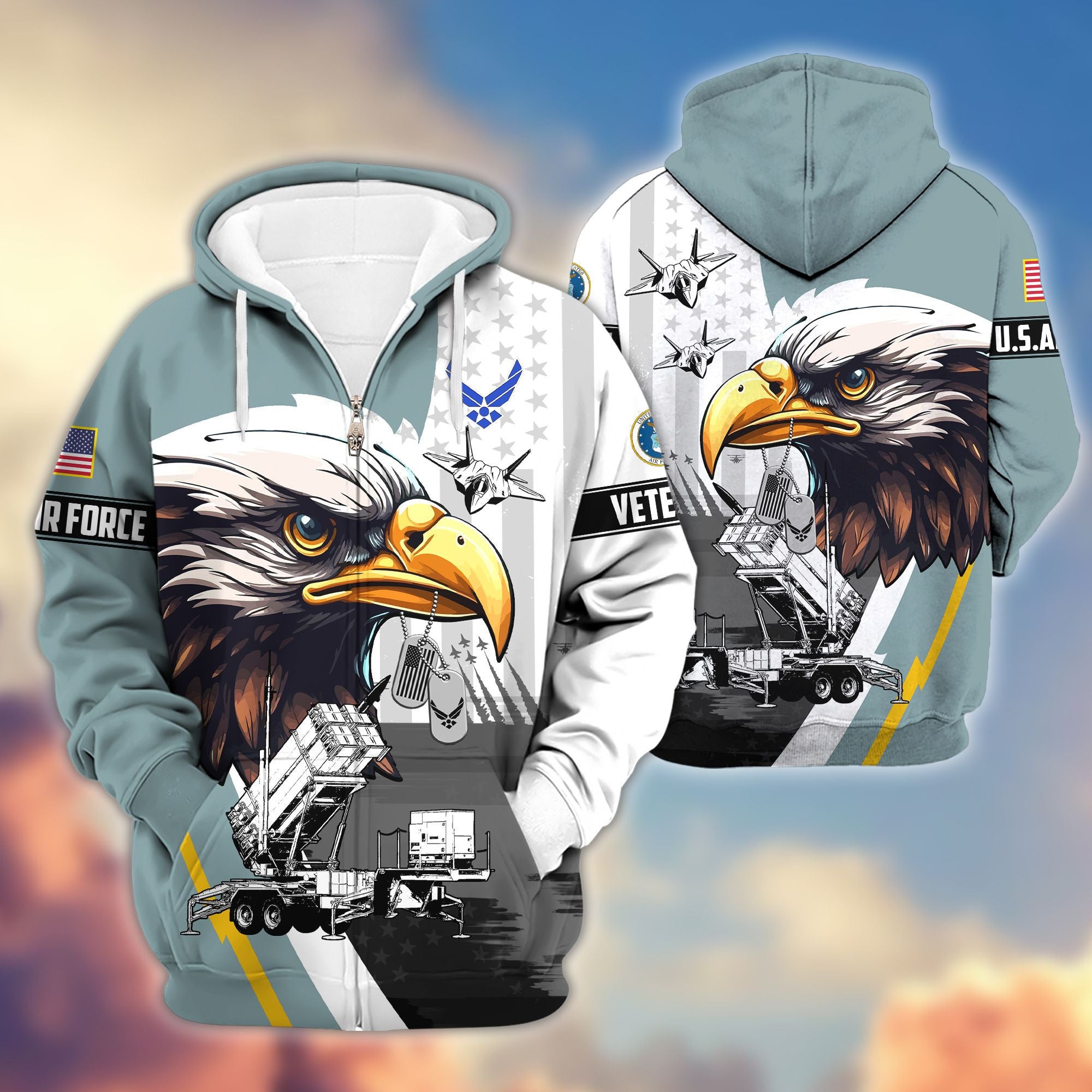 Premium US Veterans Zip Hoodie BPVC160901, Gifts For US Veterans, Gifts For Veterans Day