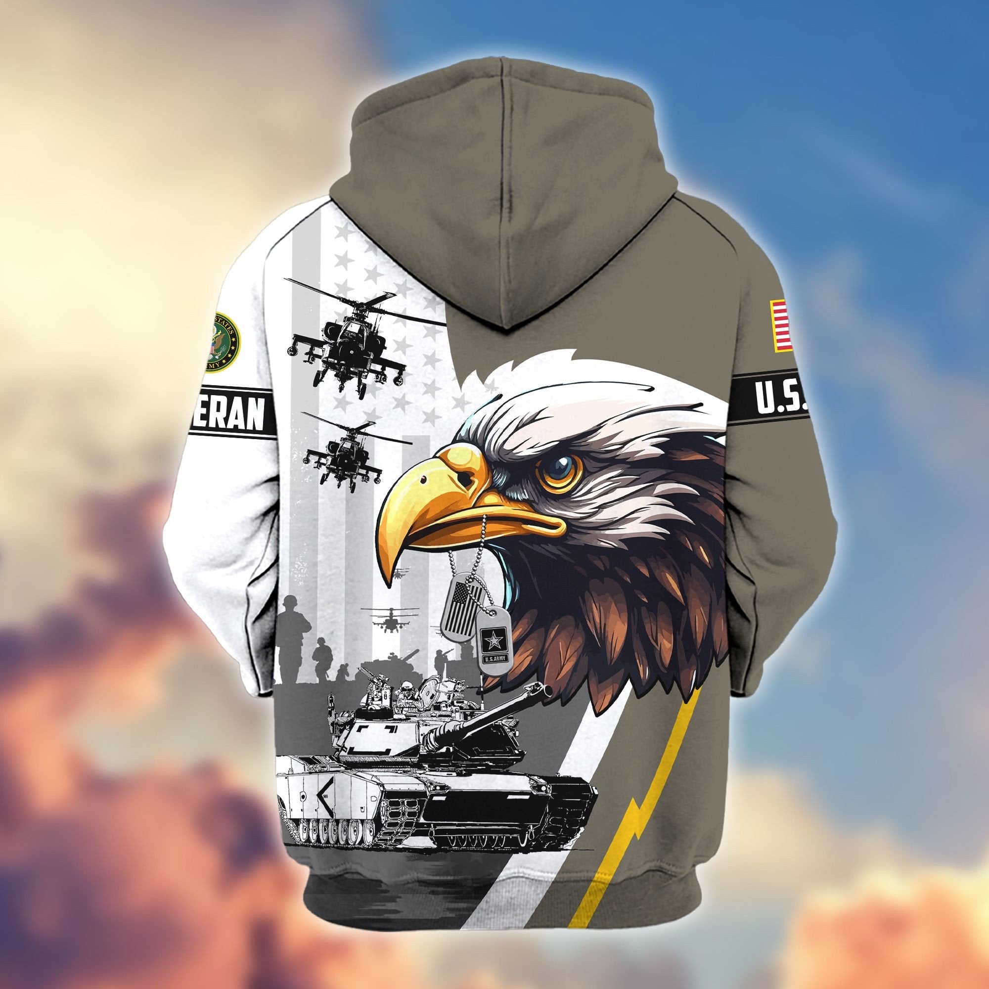 Premium US Veterans Zip Hoodie BPVC160901, Gifts For US Veterans, Gifts For Veterans Day