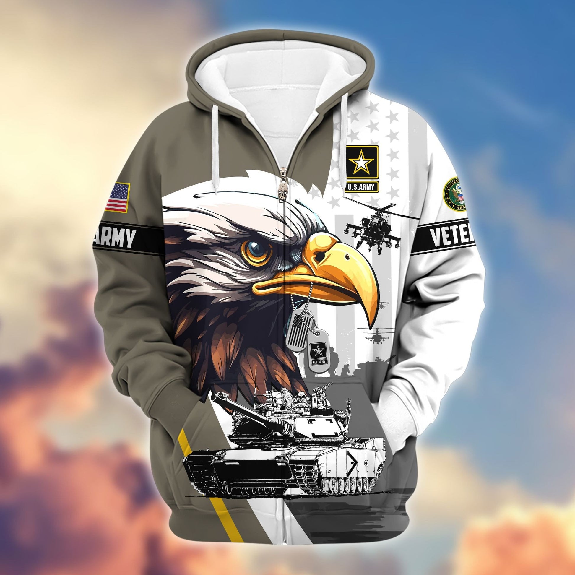 Premium US Veterans Zip Hoodie BPVC160901, Gifts For US Veterans, Gifts For Veterans Day