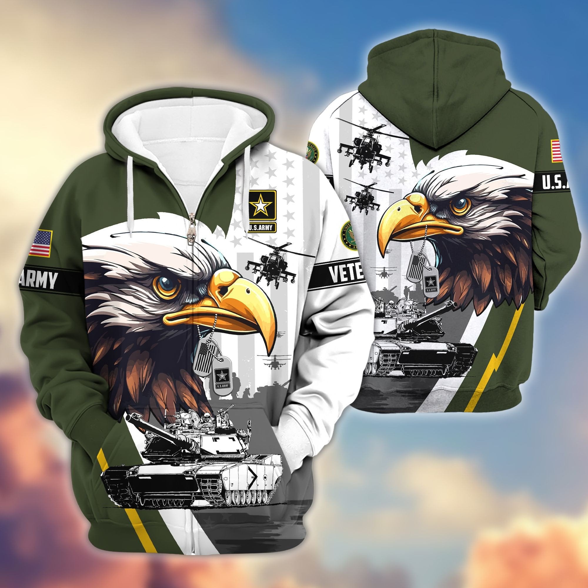 Premium US Veterans Zip Hoodie BPVC160901, Gifts For US Veterans, Gifts For Veterans Day