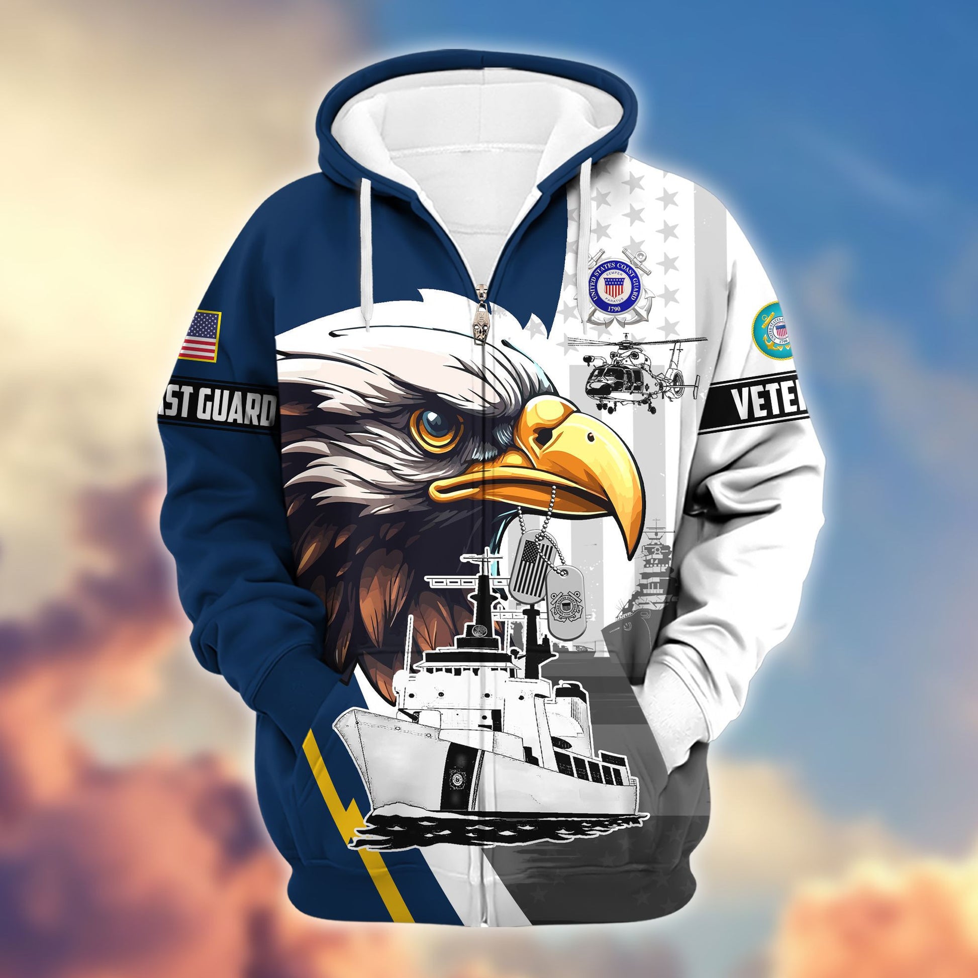 Premium US Veterans Zip Hoodie BPVC160901, Gifts For US Veterans, Gifts For Veterans Day