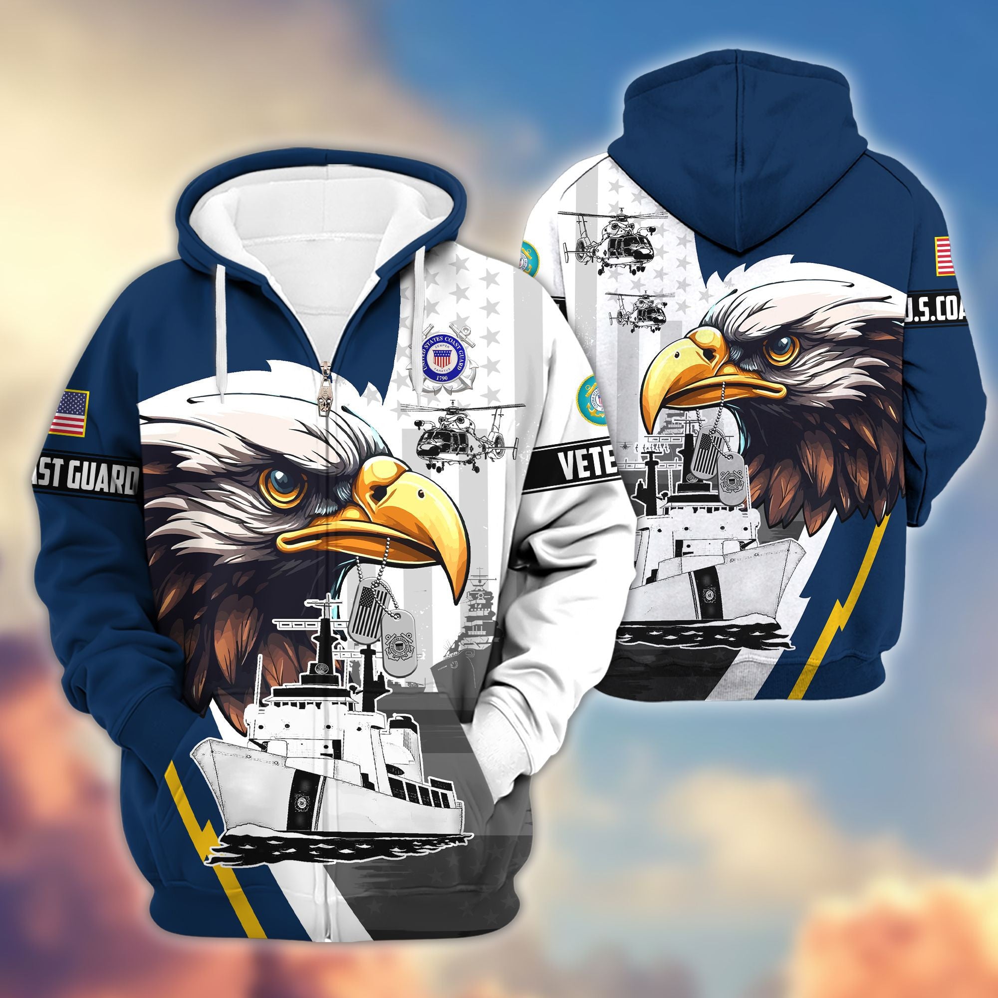 Premium US Veterans Zip Hoodie BPVC160901, Gifts For US Veterans, Gifts For Veterans Day