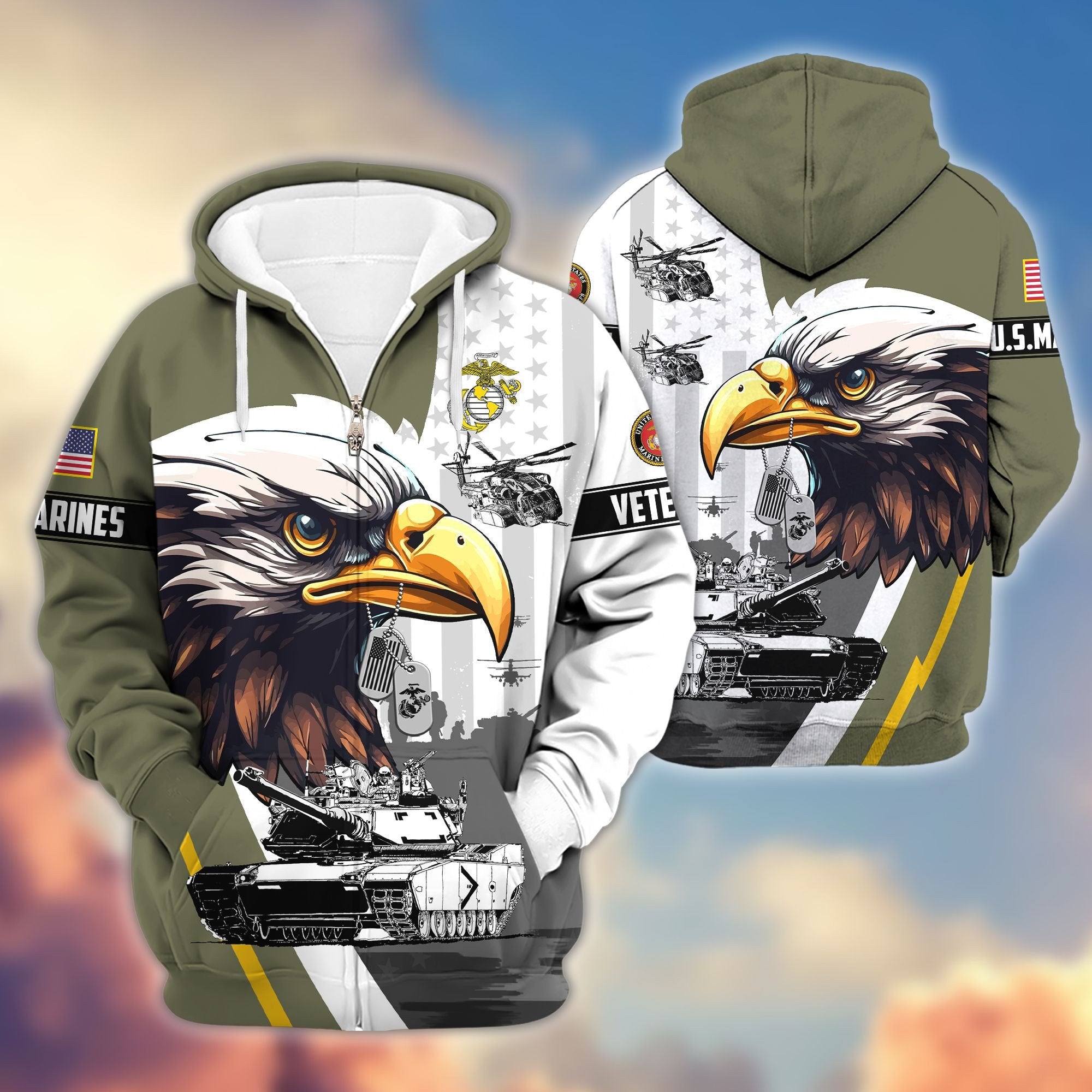 Premium US Veterans Zip Hoodie BPVC160901, Gifts For US Veterans, Gifts For Veterans Day