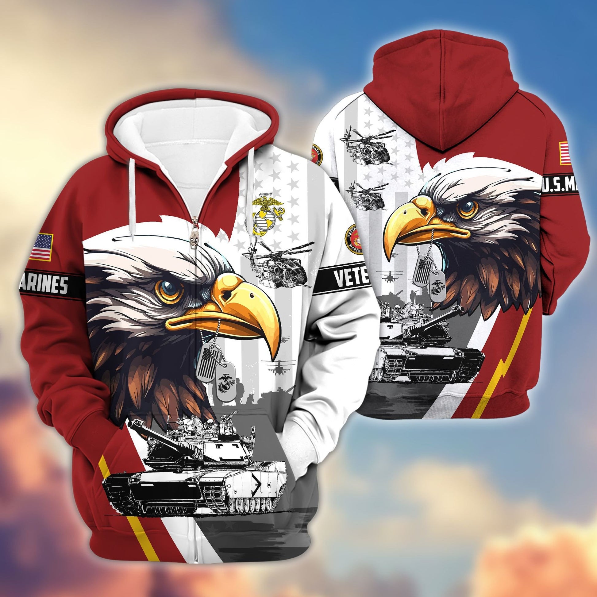 Premium US Veterans Zip Hoodie BPVC160901, Gifts For US Veterans, Gifts For Veterans Day