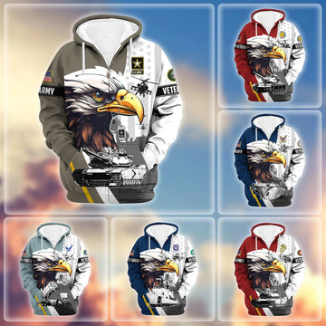 Premium US Veterans Zip Hoodie BPVC160901, Gifts For US Veterans, Gifts For Veterans Day