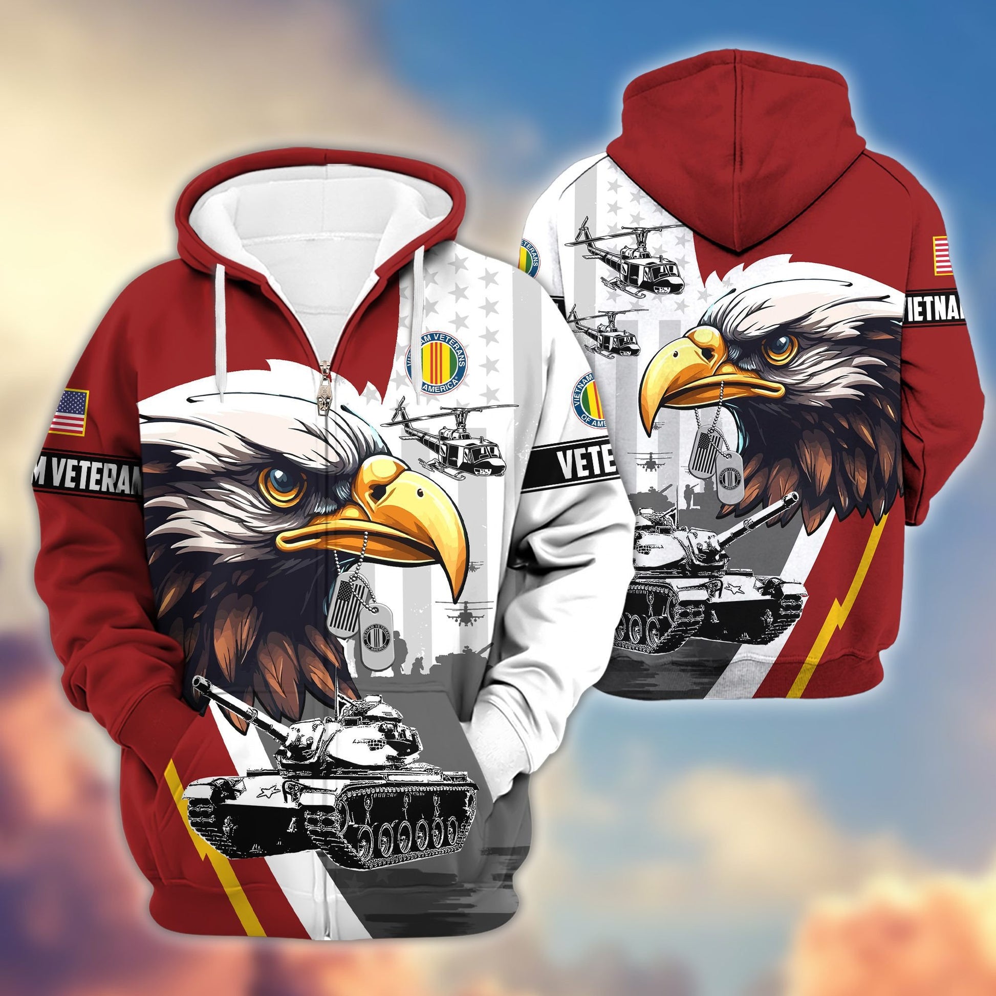 Premium US Veterans Zip Hoodie BPVC160901, Gifts For US Veterans, Gifts For Veterans Day