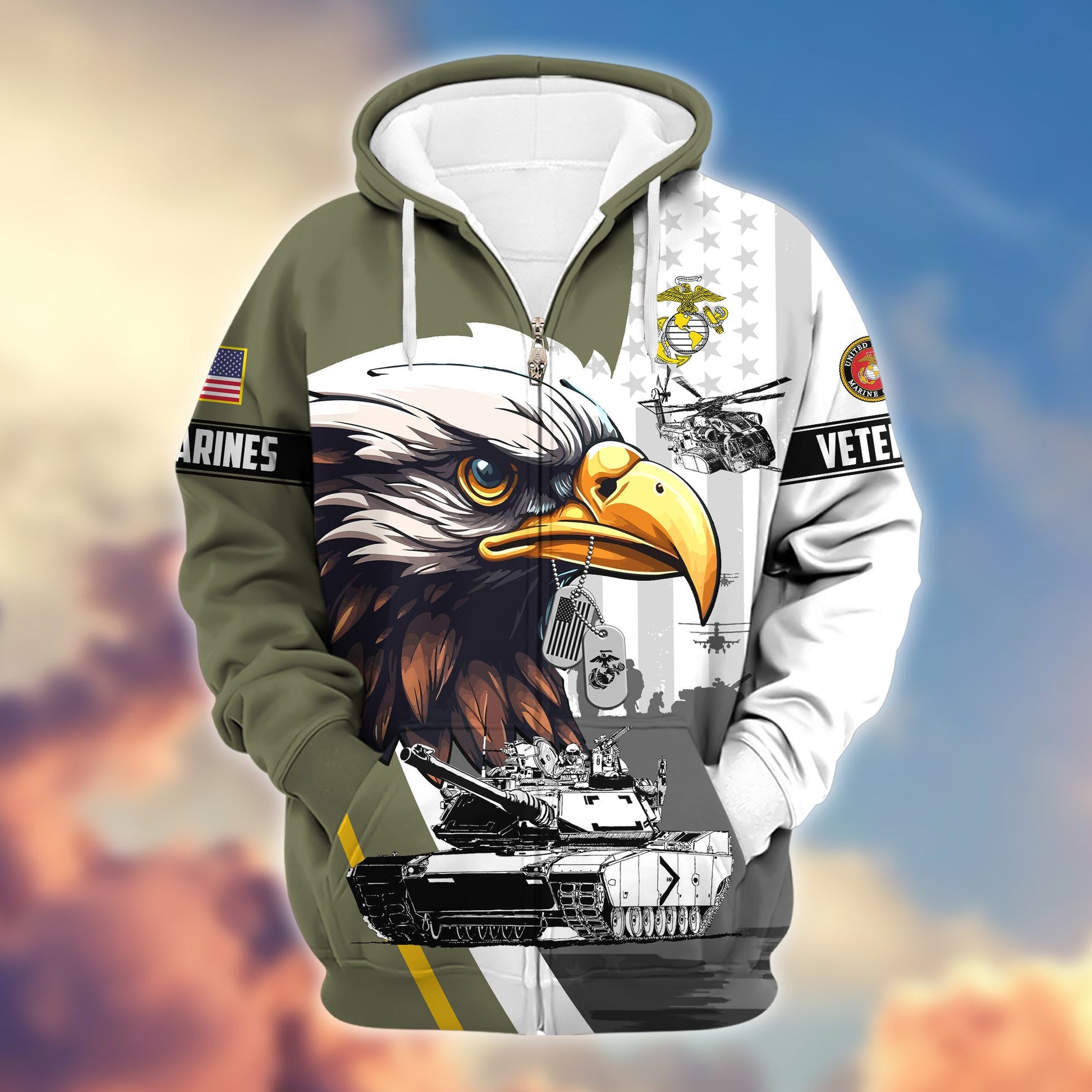Premium US Veterans Zip Hoodie BPVC160901, Gifts For US Veterans, Gifts For Veterans Day