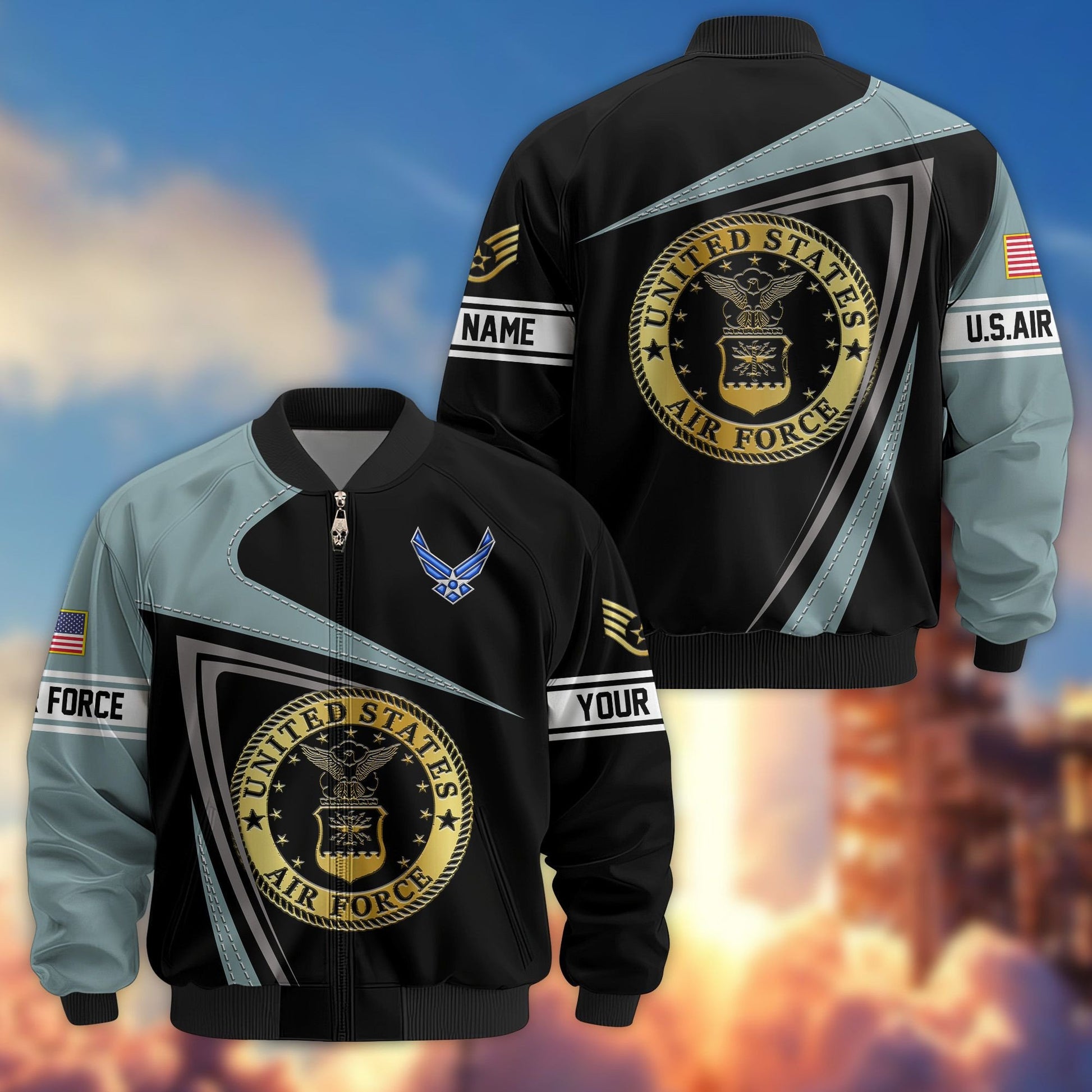 Premium USAF Veteran Bomber Jacket VPVC800104, Custom Name, Rank, Gifts For US Air Force Veteran