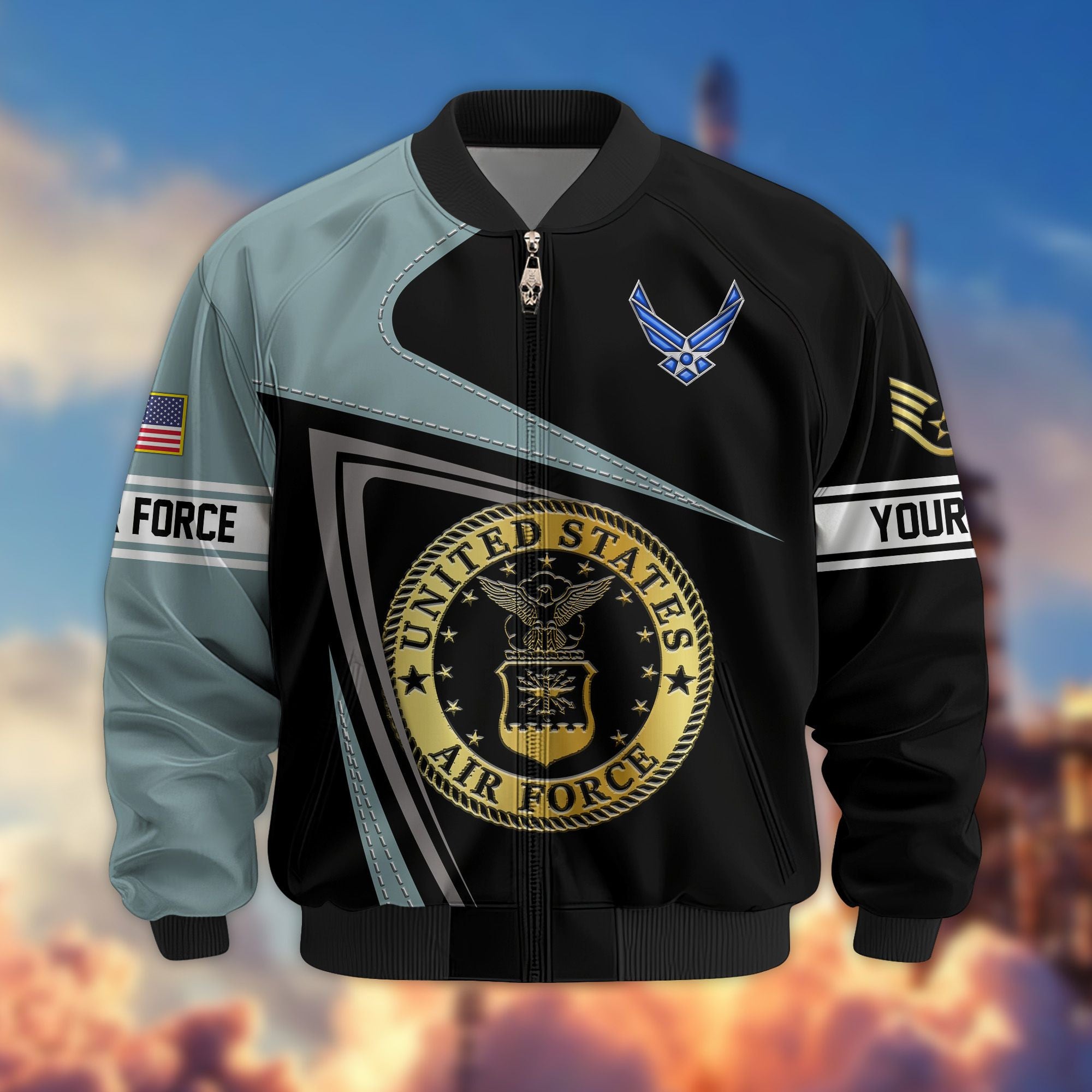 Premium USAF Veteran Bomber Jacket VPVC800104, Custom Name, Rank, Gifts For US Air Force Veteran