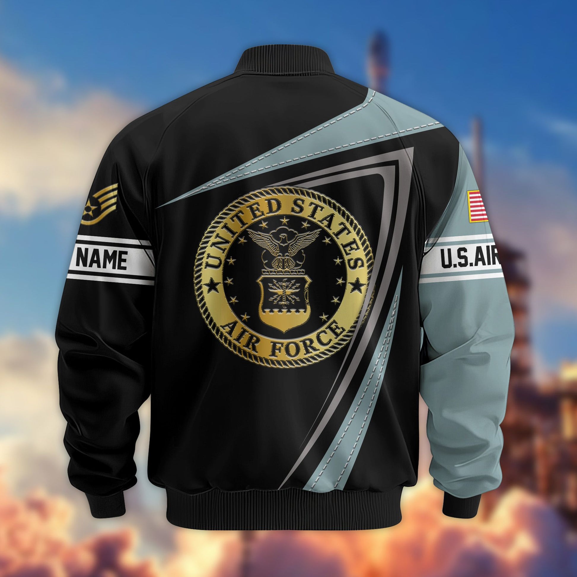 Premium USAF Veteran Bomber Jacket VPVC800104, Custom Name, Rank, Gifts For US Air Force Veteran