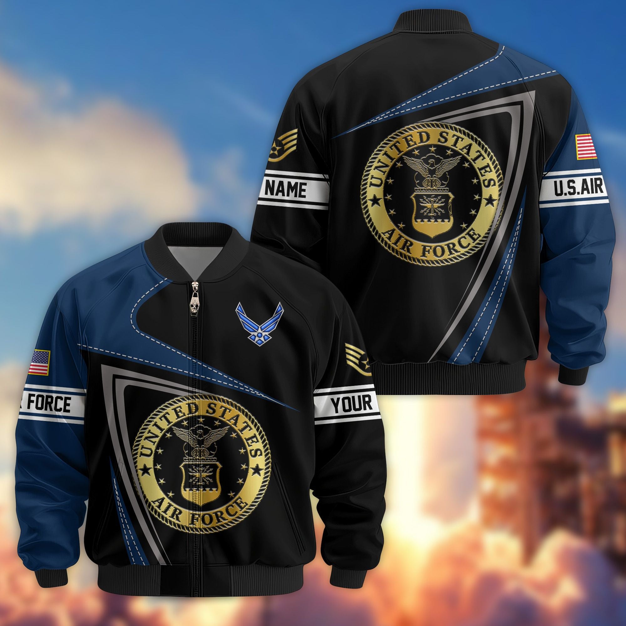 Premium USAF Veteran Bomber Jacket VPVC800112, Custom Name, Rank, Gifts For US Air Force Veteran