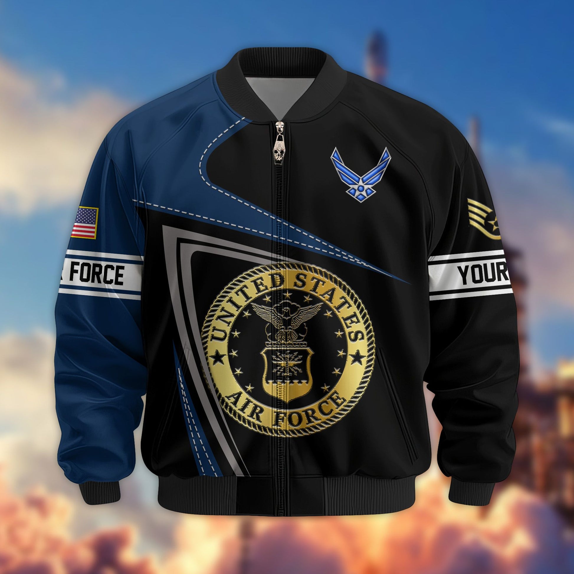 Premium USAF Veteran Bomber Jacket VPVC800112, Custom Name, Rank, Gifts For US Air Force Veteran