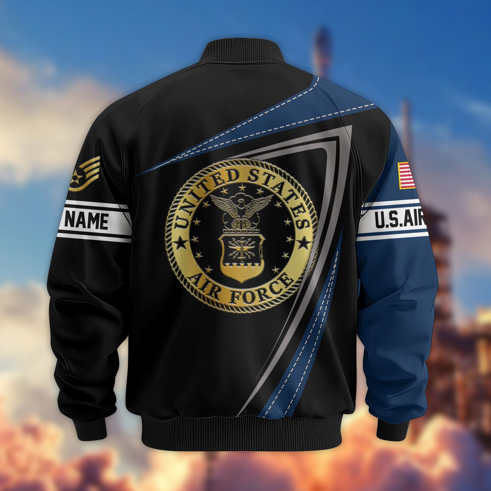 Premium USAF Veteran Bomber Jacket VPVC800112, Custom Name, Rank, Gifts For US Air Force Veteran
