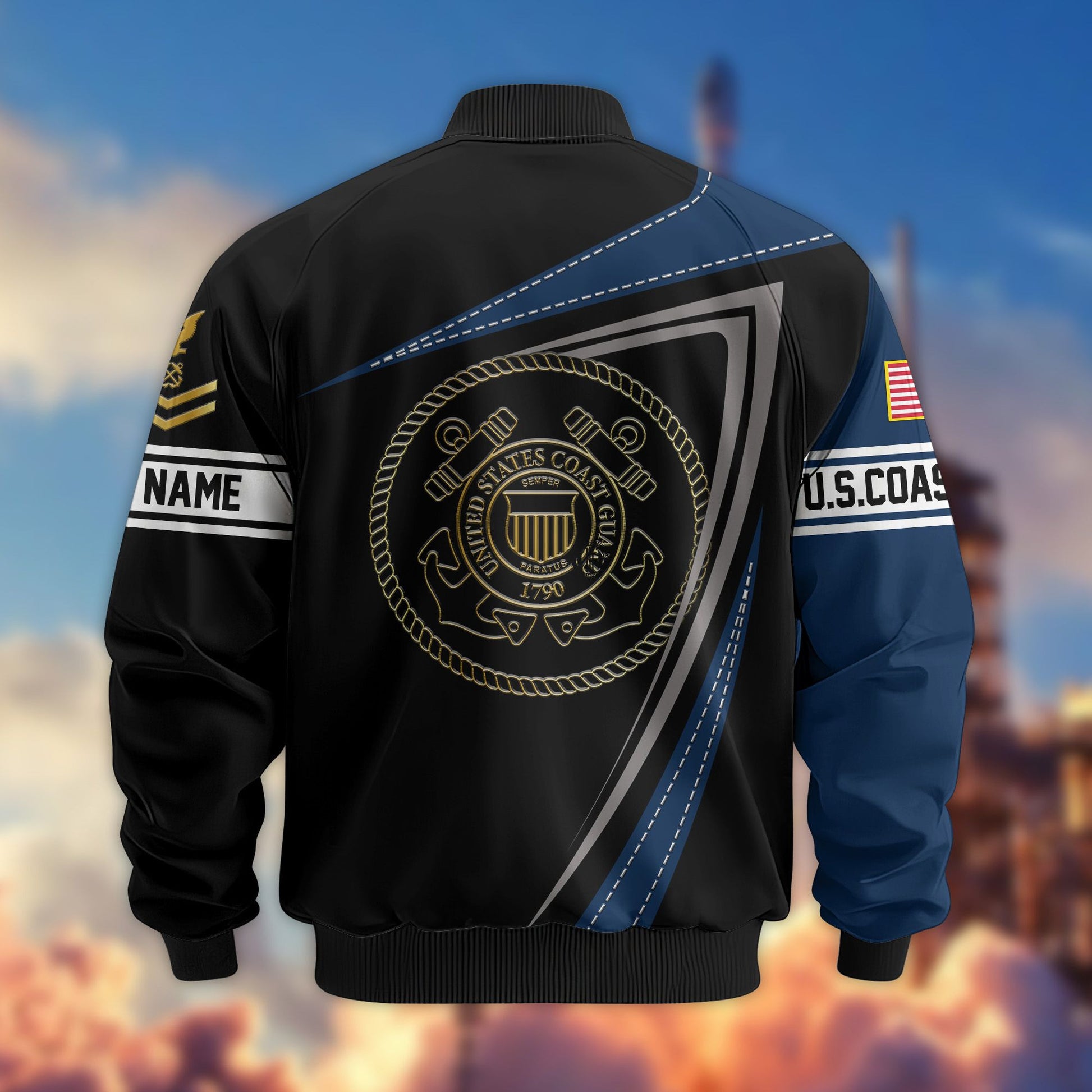 Premium USCG Veteran Bomber Jacket VPVC800105, Custom Name, Rank, Gifts For US Coast Guard Veteran