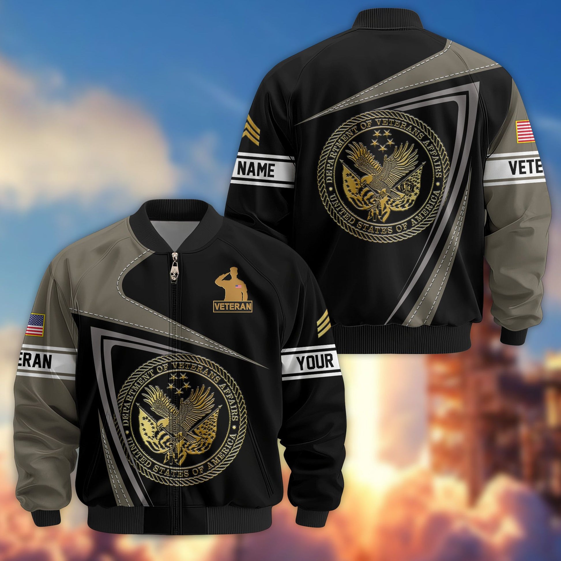 Premium US Veteran Bomber Jacket VPVC800107, Custom Name, Rank, Gifts For US Veteran