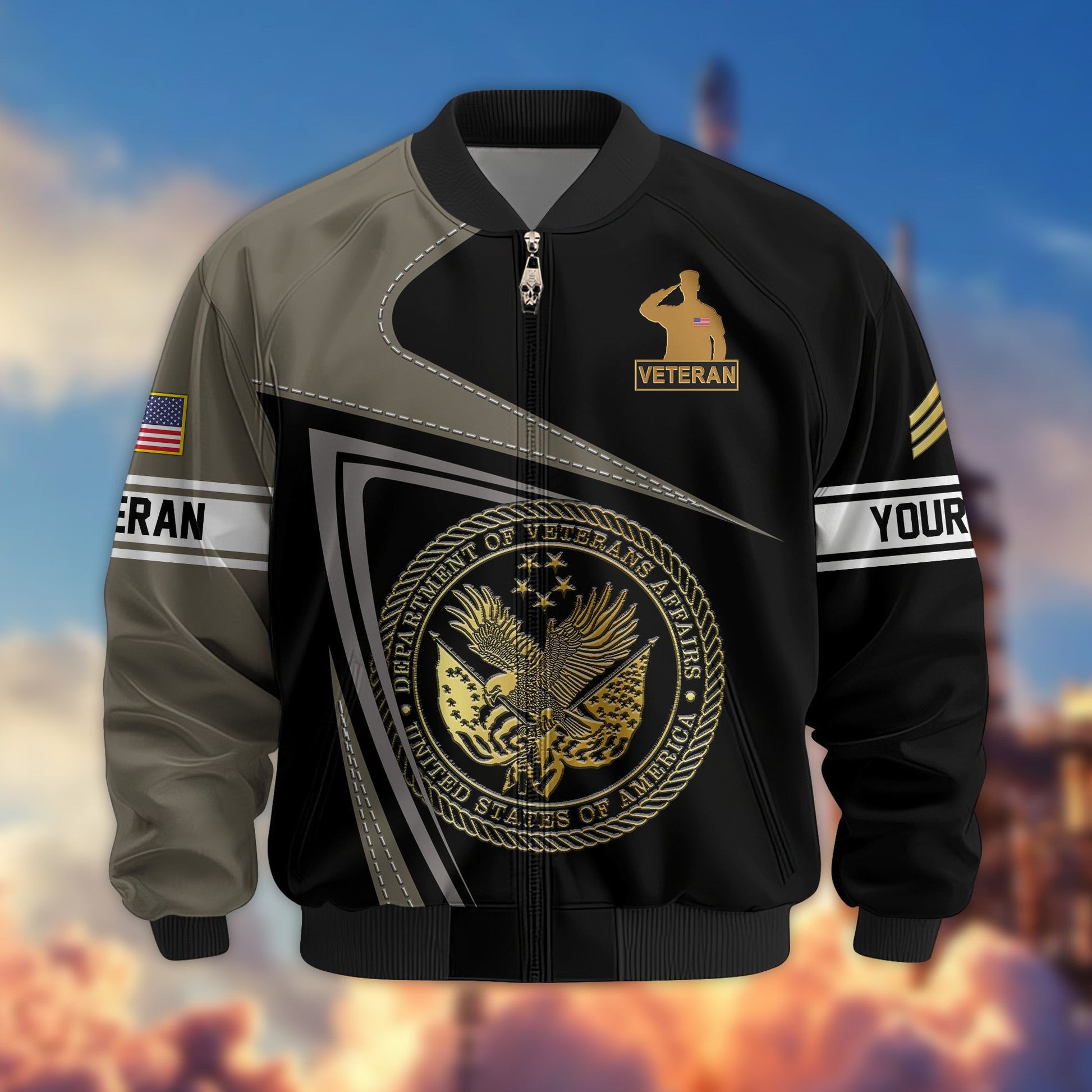 Premium US Veteran Bomber Jacket VPVC800107, Custom Name, Rank, Gifts For US Veteran