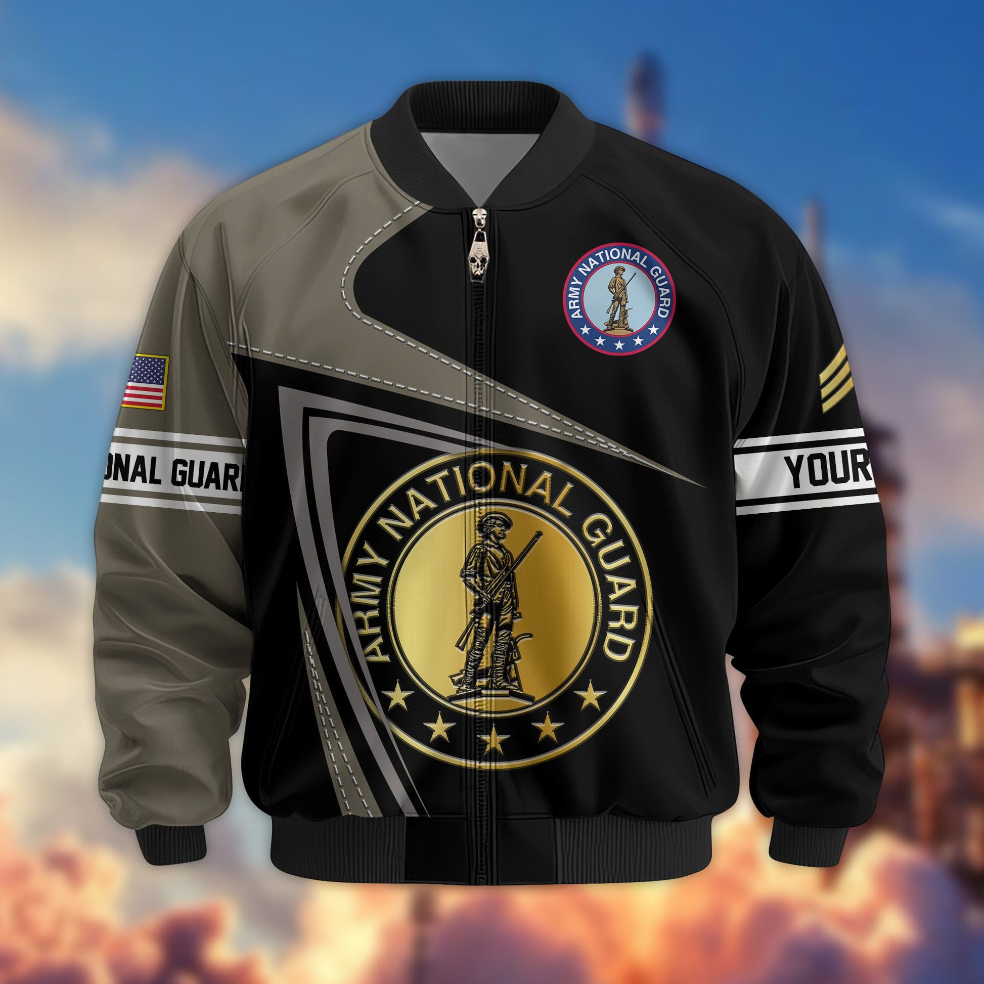 Premium Army National Guard Veteran Bomber Jacket VPVC800108, Custom Name, Rank, Gifts For Army National Guard Veteran