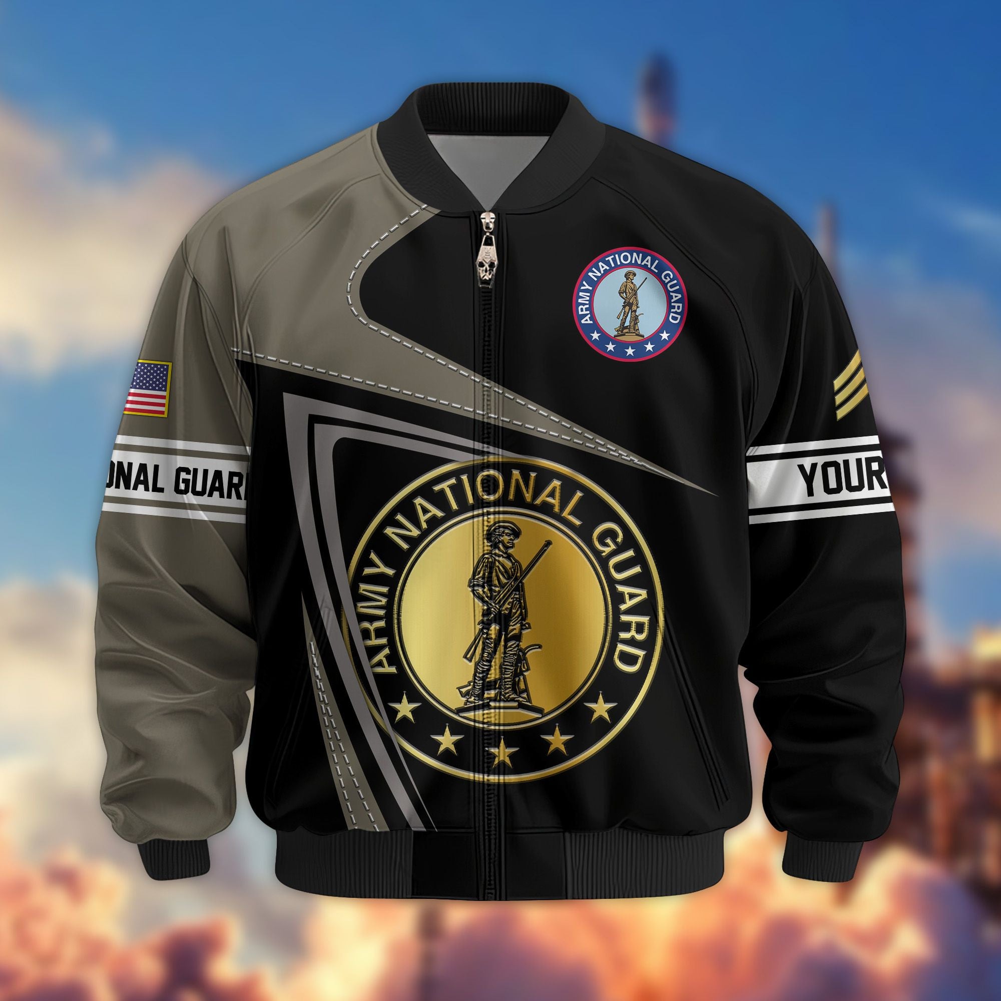 Premium Army National Guard Veteran Bomber Jacket VPVC800108, Custom Name, Rank, Gifts For Army National Guard Veteran