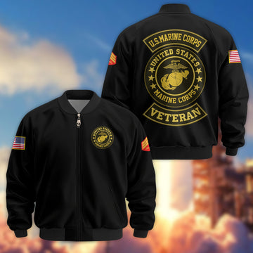 Premium USMC Veteran Bomber Jacket VPVC800203, Custom Name, Rank, Gifts For US Marines Veteran