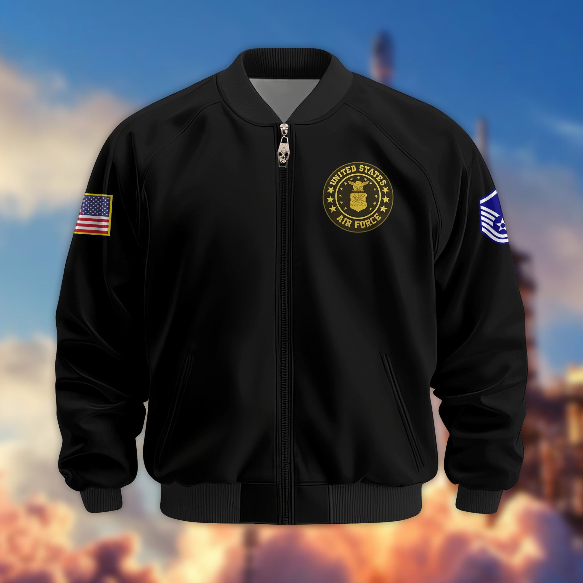 Premium USAF Veteran Bomber Jacket VPVC800204, Custom Name, Rank, Gifts For US Air Force Veteran