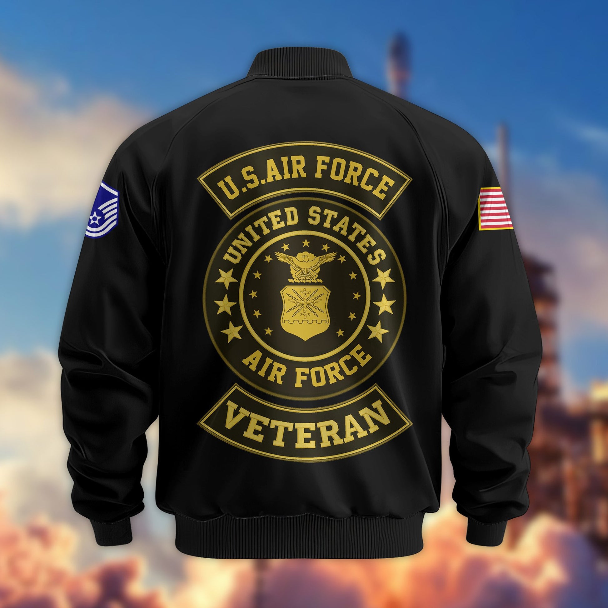 Premium USAF Veteran Bomber Jacket VPVC800204, Custom Name, Rank, Gifts For US Air Force Veteran