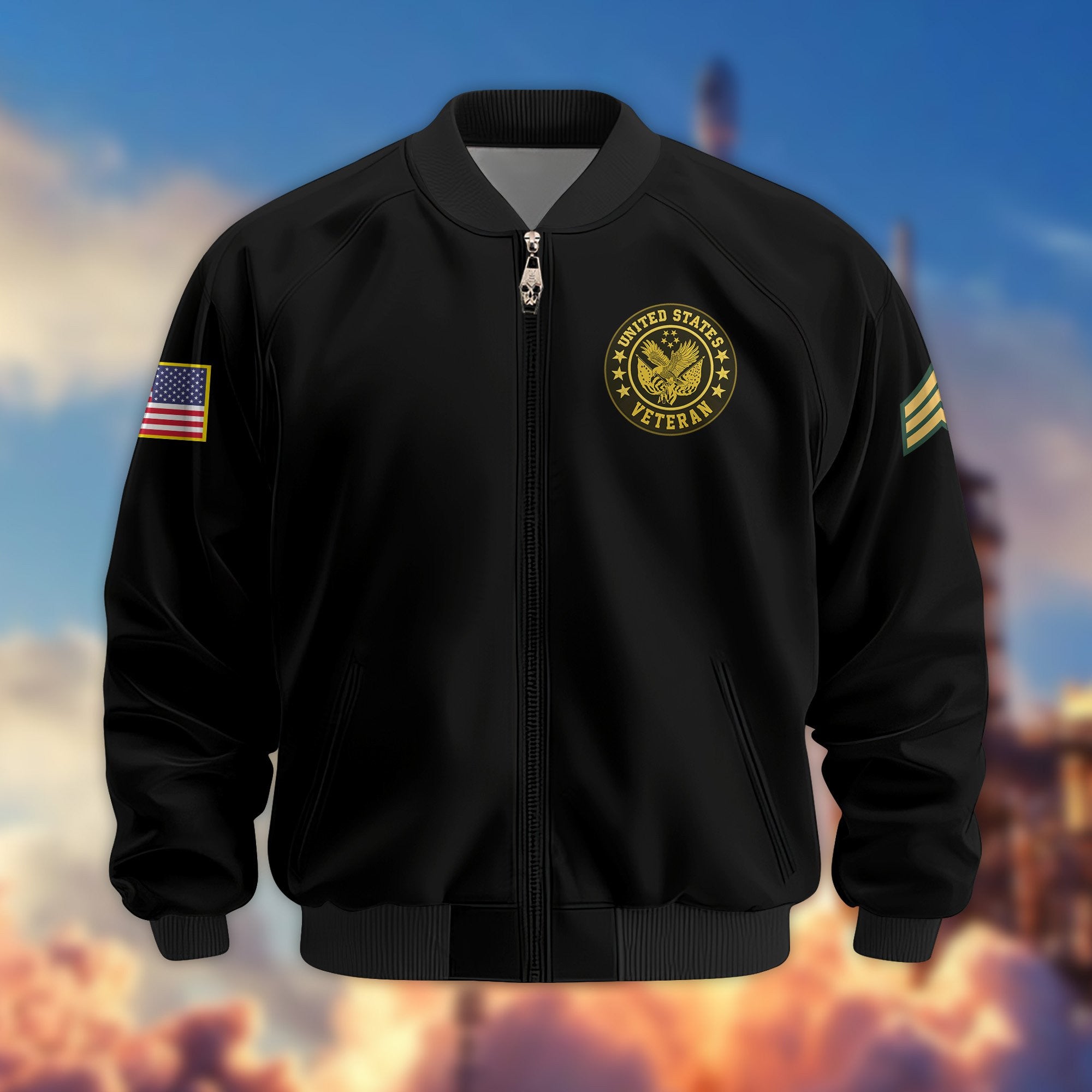 Premium US Veteran Bomber Jacket VPVC800207, Custom Name, Rank, Gifts For US Veteran