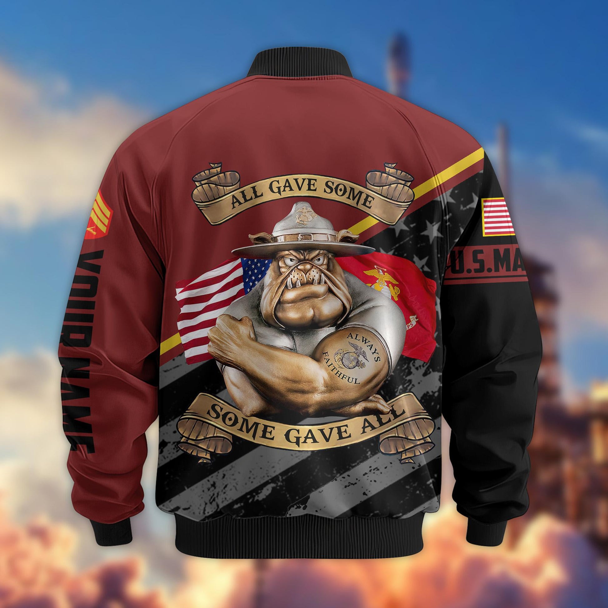 Premium USMC Veteran Bomber Jacket VPVC800403, Custom Name, Rank, Gifts For US Marines Veteran