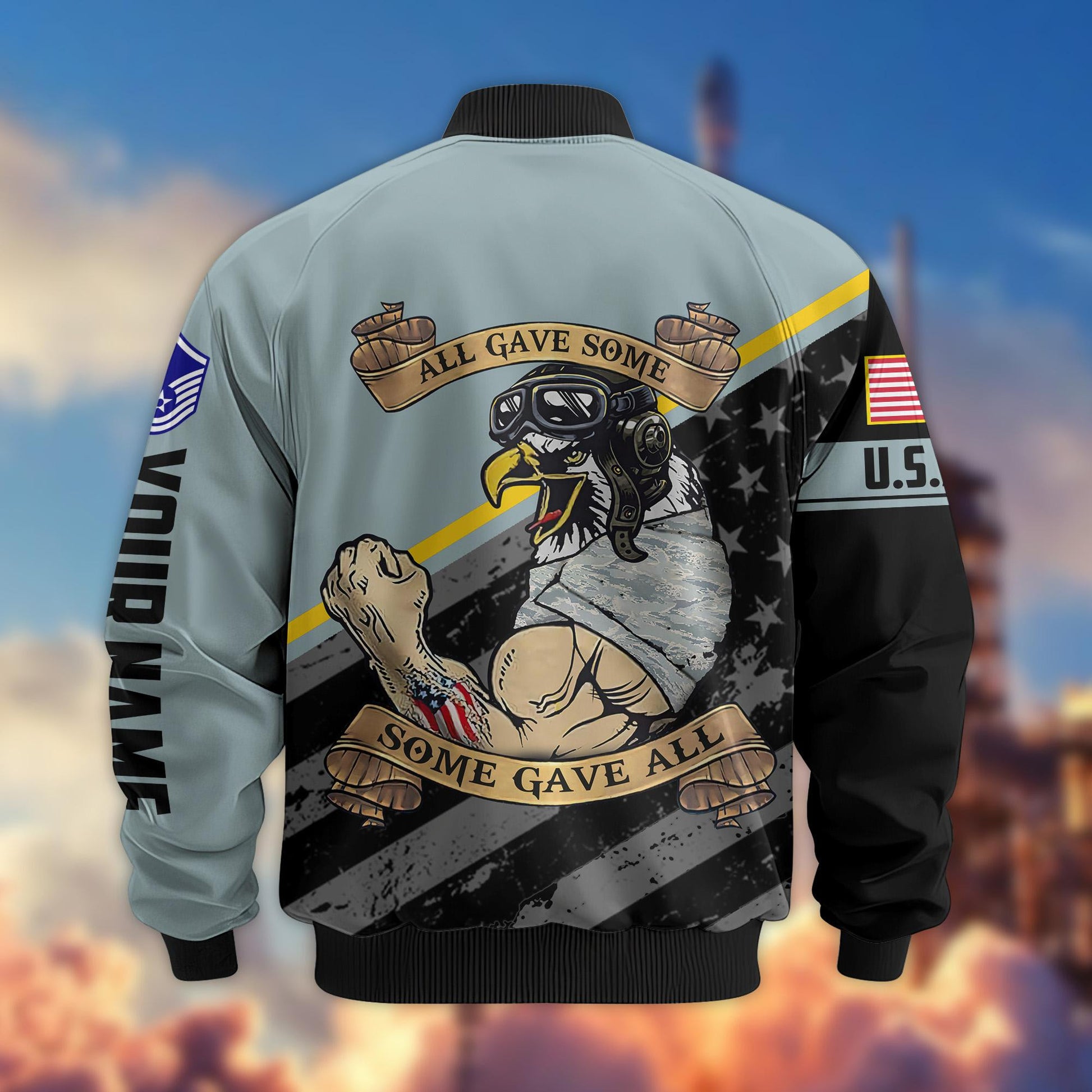 Premium USAF Veteran Bomber Jacket VPVC800404, Custom Name, Rank, Gifts For US Air Force Veteran