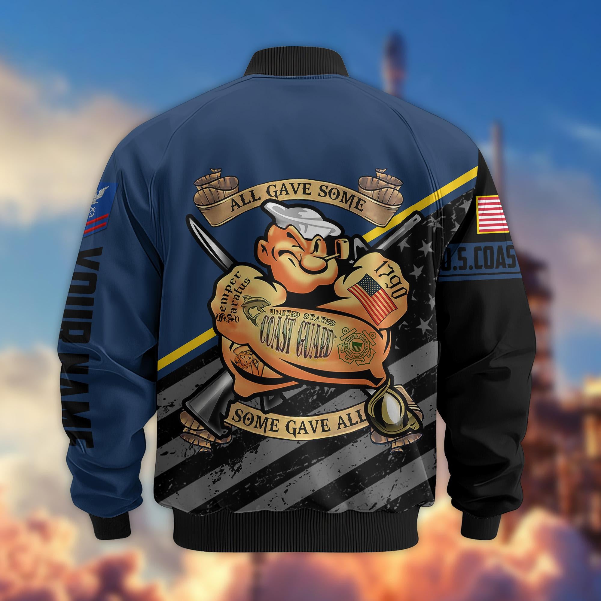 Premium USCG Veteran Bomber Jacket VPVC800405, Custom Name, Rank, Gifts For US Coast Guard Veteran