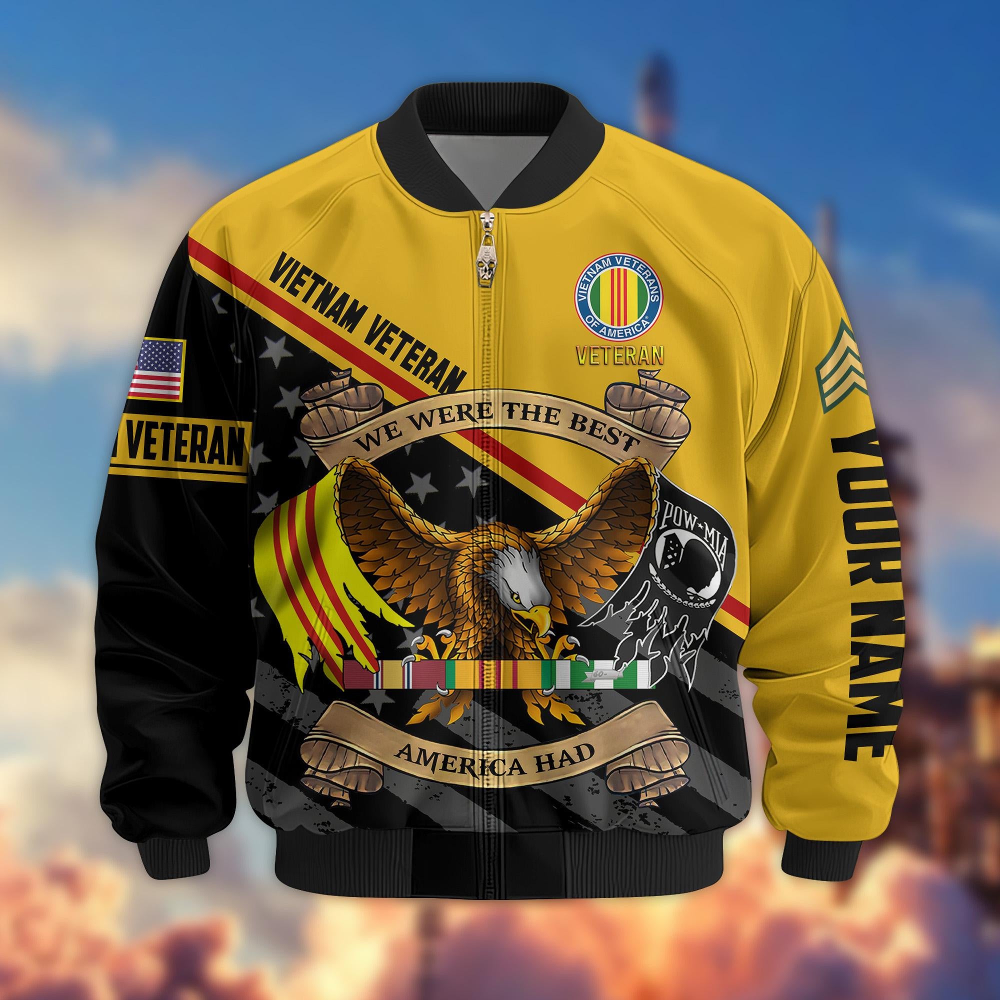 Premium Vietnam Veteran Bomber Jacket VPVC800406, Custom Name, Rank, Gifts For Vietnam Veteran