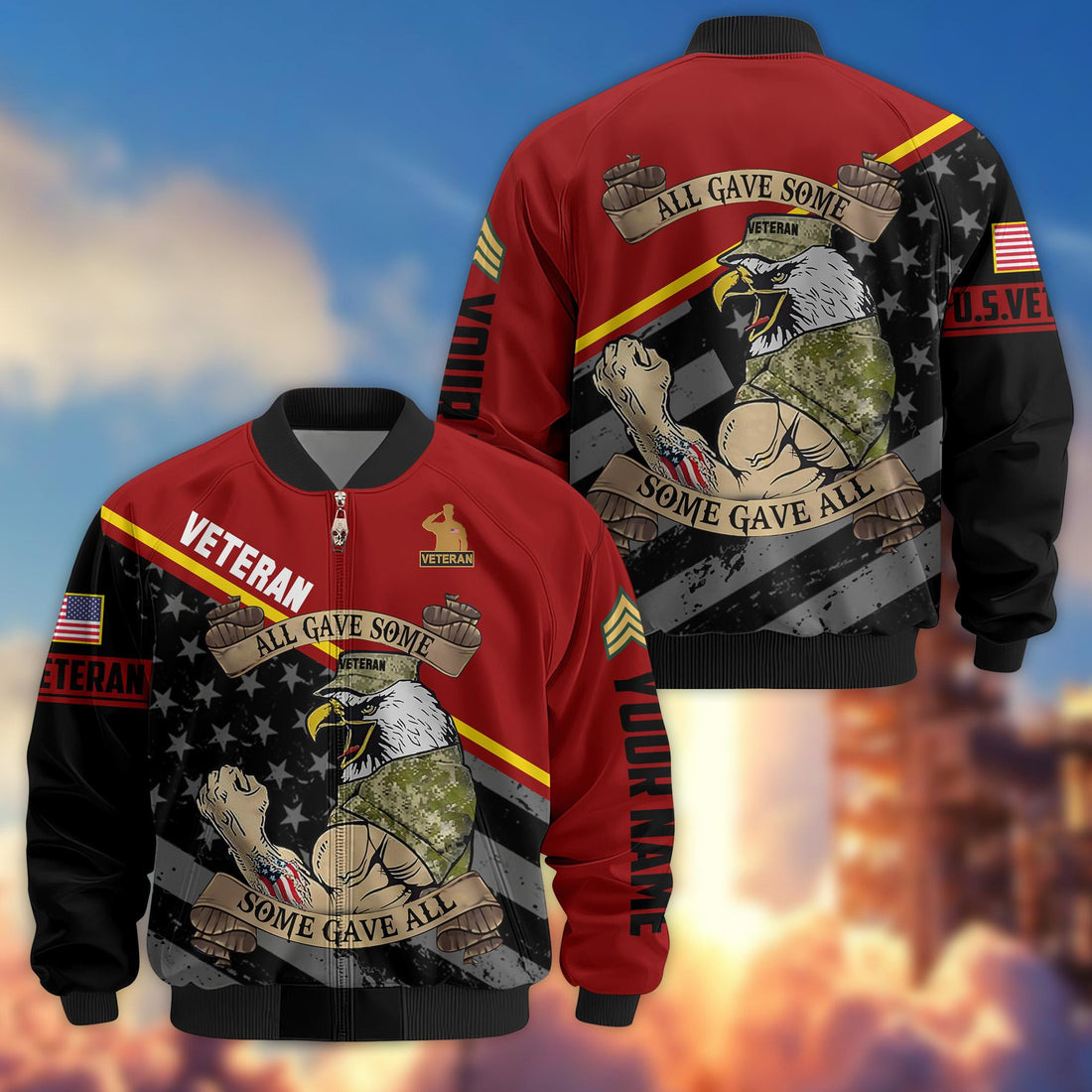 Premium US Veterans Bomber Jacket VPVC800407, Custom Name, Rank, Gifts For US Veteran