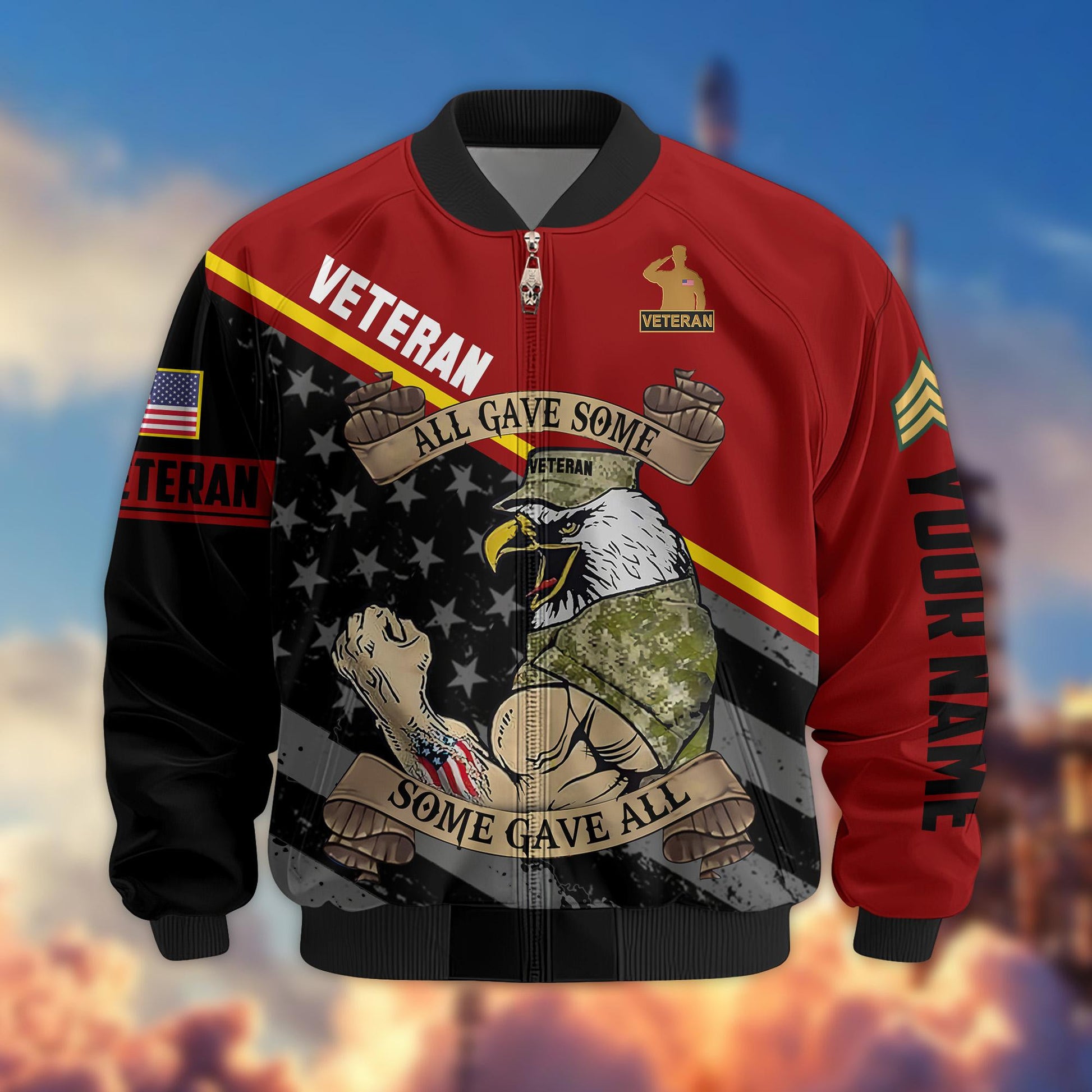 Premium US Veterans Bomber Jacket VPVC800407, Custom Name, Rank, Gifts For US Veteran