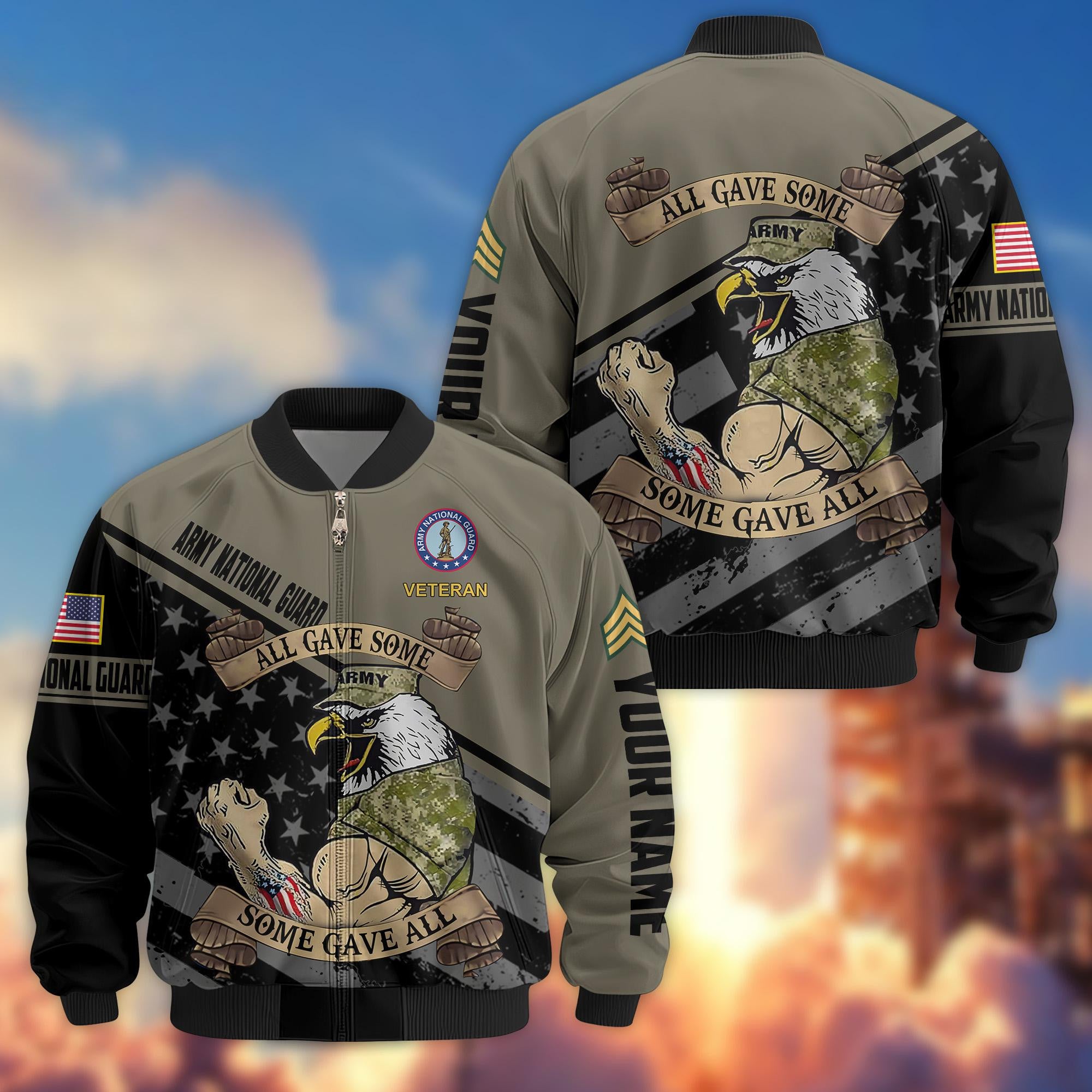Premium Army National Guard Veteran Bomber Jacket VPVC800408, Custom Name, Rank, Gifts For Army National Guard Veteran