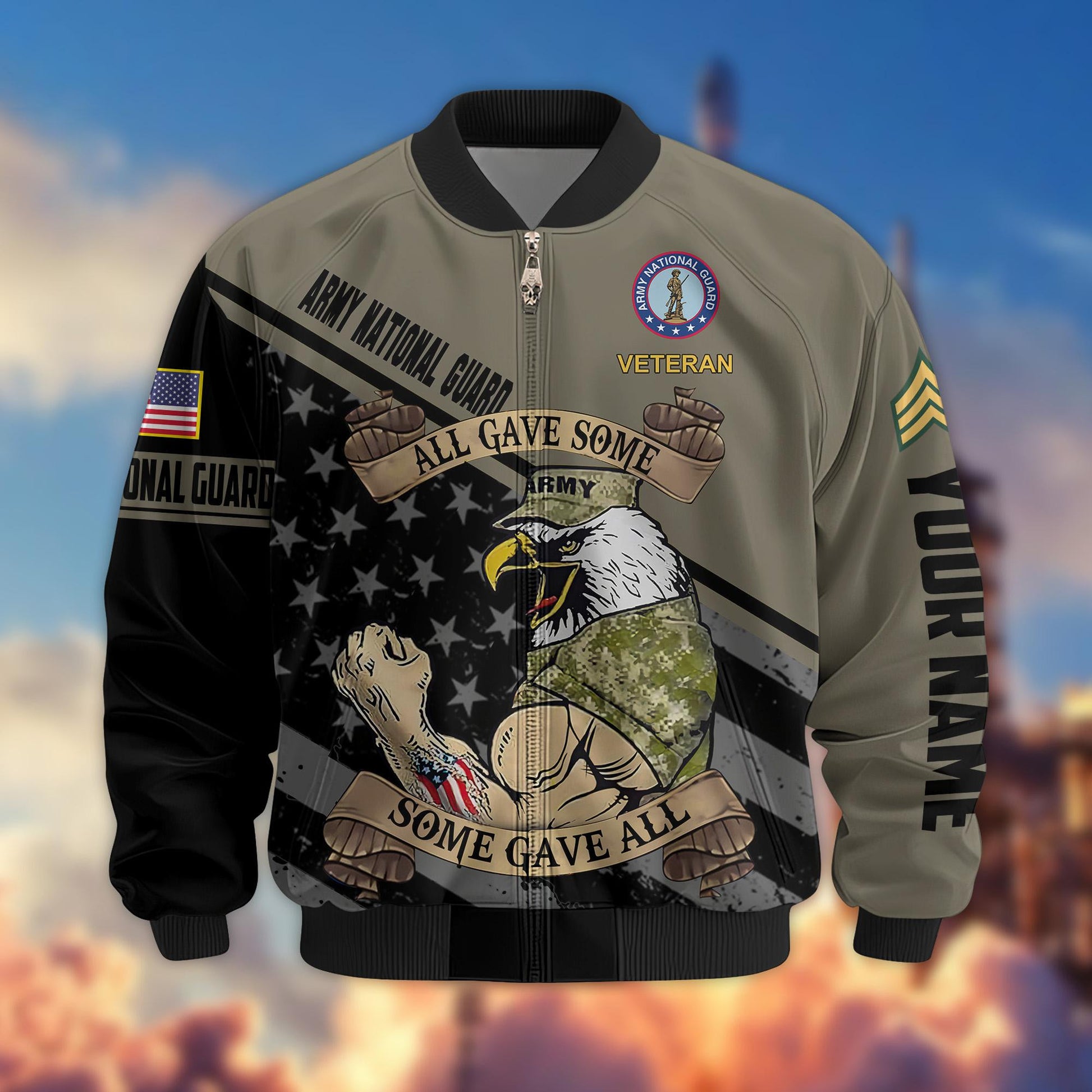 Premium Army National Guard Veteran Bomber Jacket VPVC800408, Custom Name, Rank, Gifts For Army National Guard Veteran