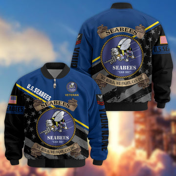 Premium US Seabees Veteran Bomber Jacket VPVC800409, Custom Name, Rank, Gifts For Seabees Veteran