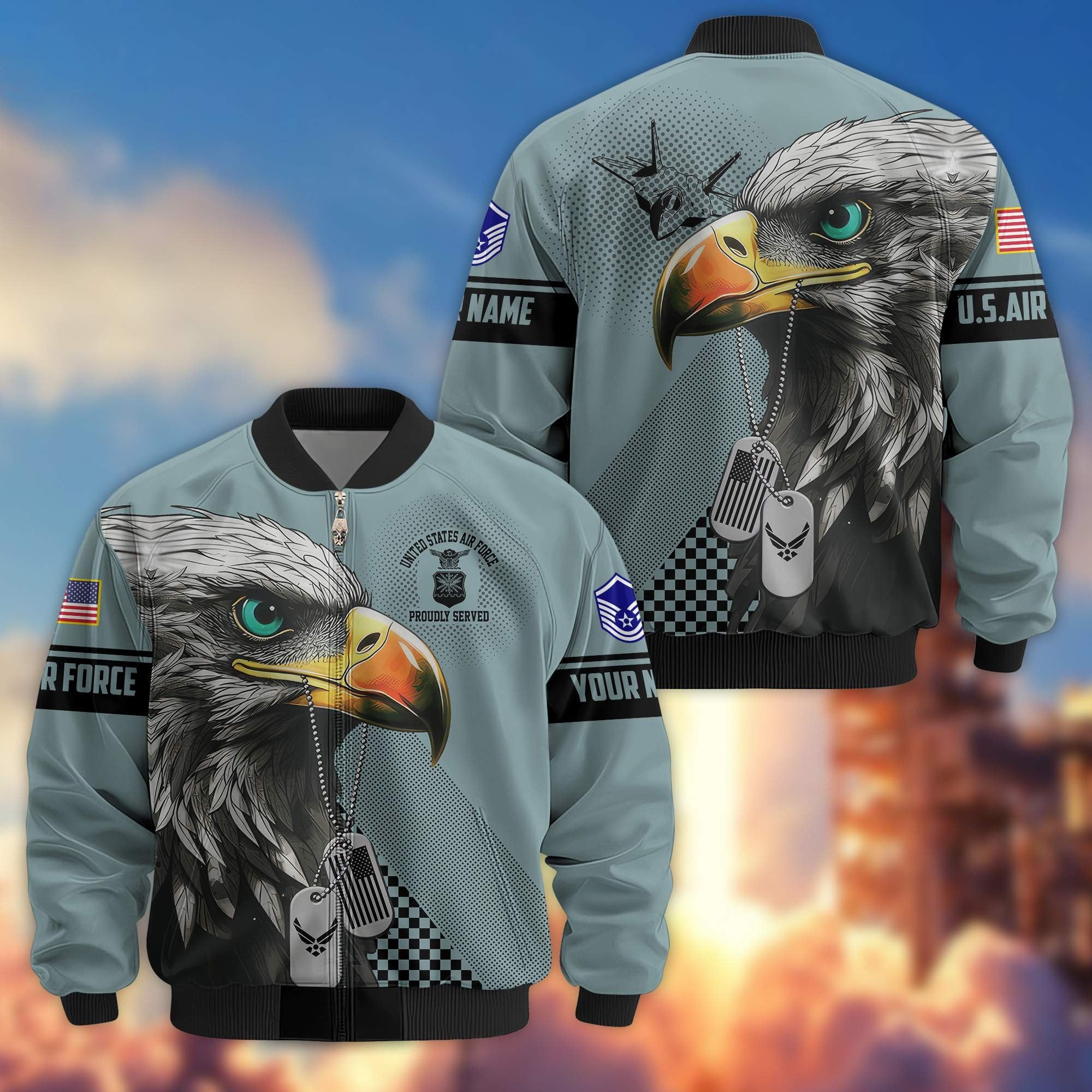 Premium USAF Veteran Bomber Jacket VPVC800504, Custom Name, Rank, Gifts For US Air Force Veteran