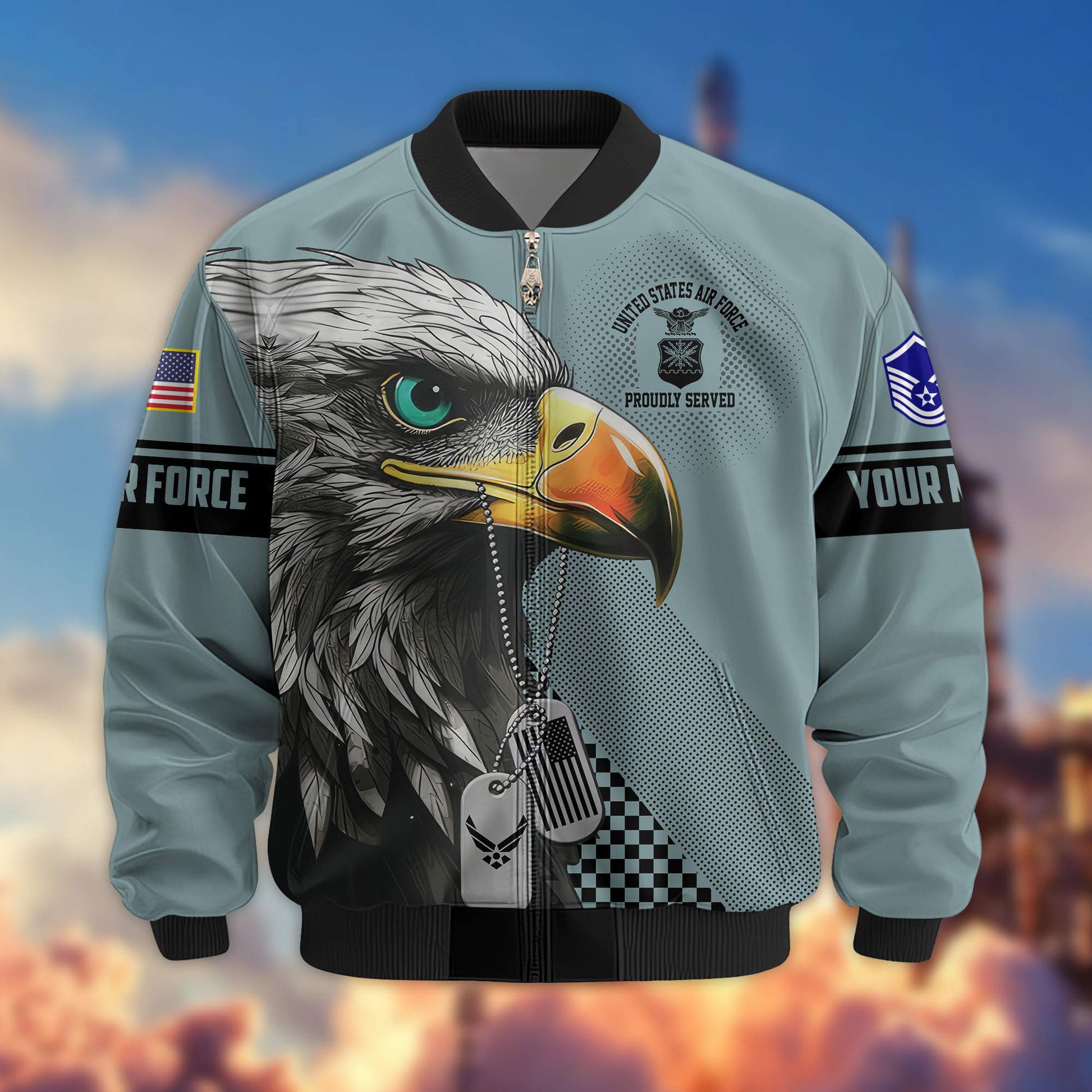 Premium USAF Veteran Bomber Jacket VPVC800504, Custom Name, Rank, Gifts For US Air Force Veteran