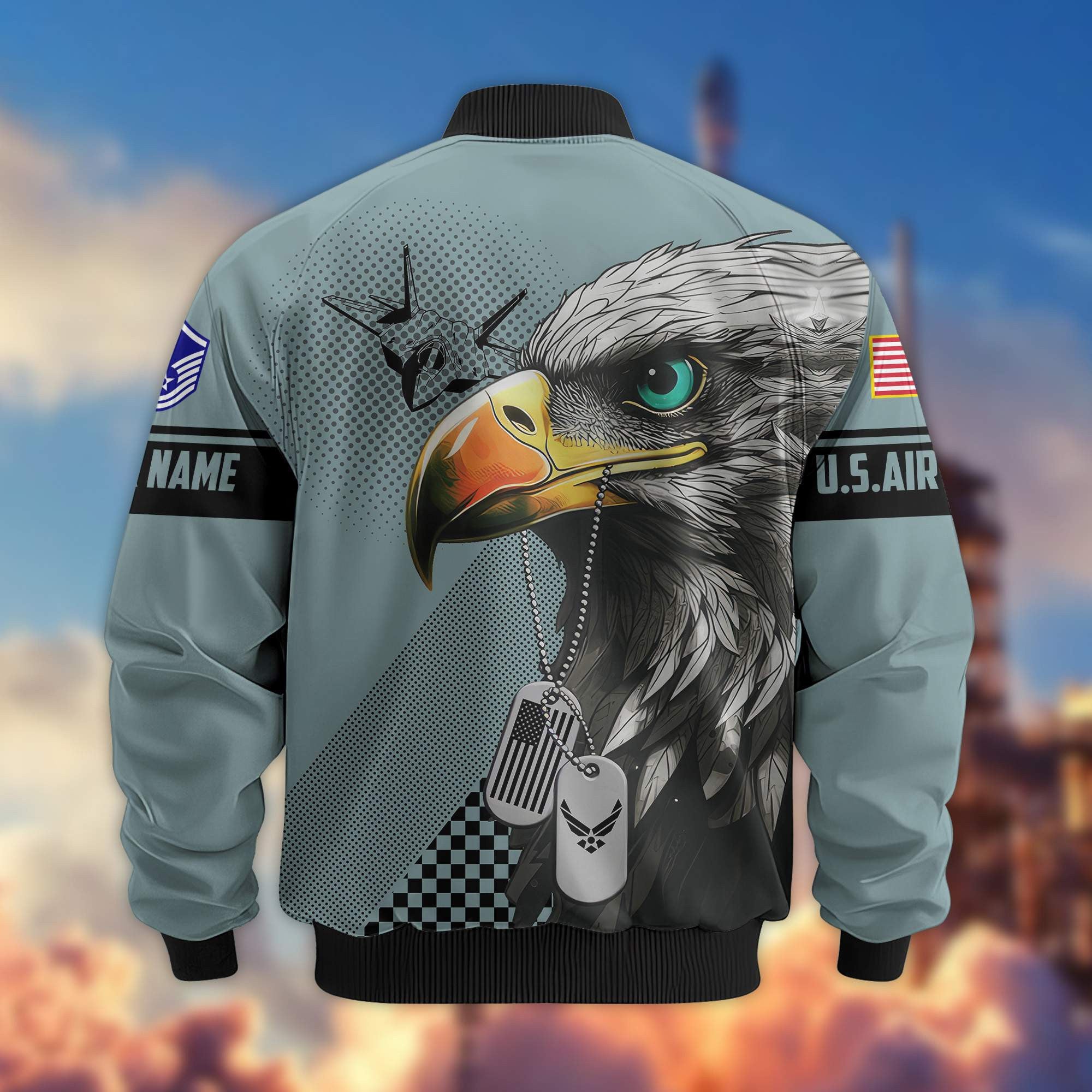 Premium USAF Veteran Bomber Jacket VPVC800504, Custom Name, Rank, Gifts For US Air Force Veteran