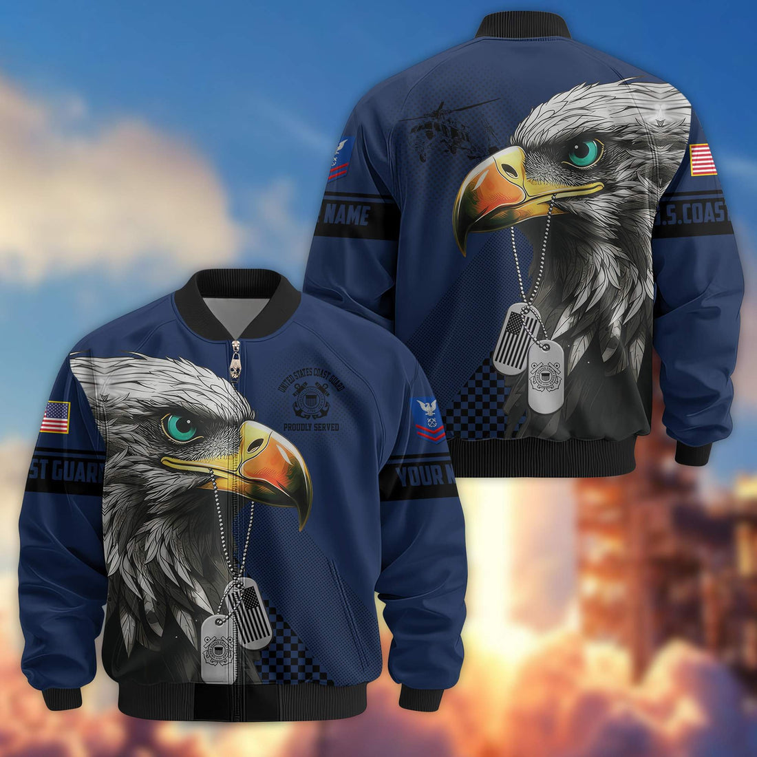 Premium USCG Veteran Bomber Jacket VPVC800505, Custom Name, Rank, Gifts For US Coast Guard Veteran
