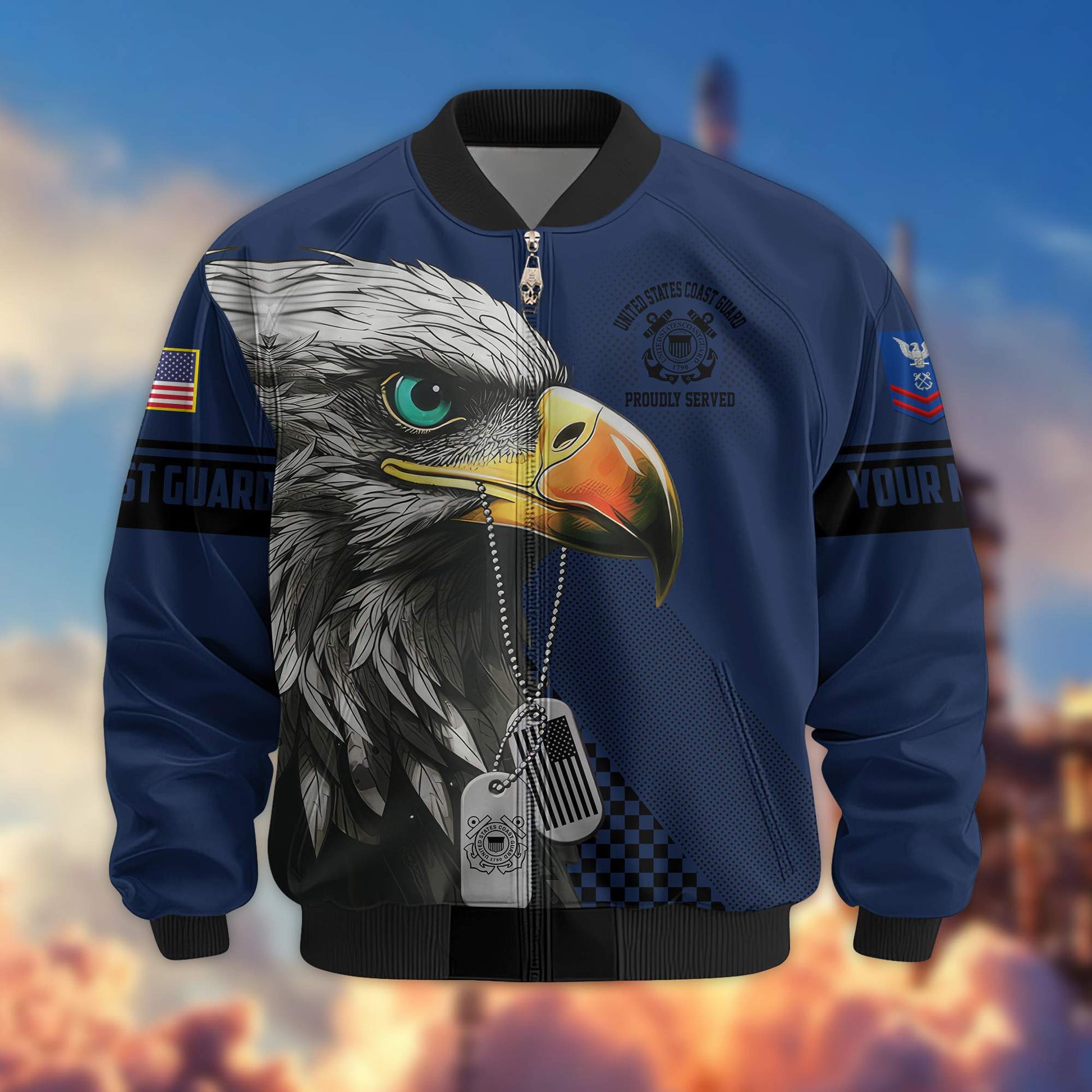 Premium USCG Veteran Bomber Jacket VPVC800505, Custom Name, Rank, Gifts For US Coast Guard Veteran