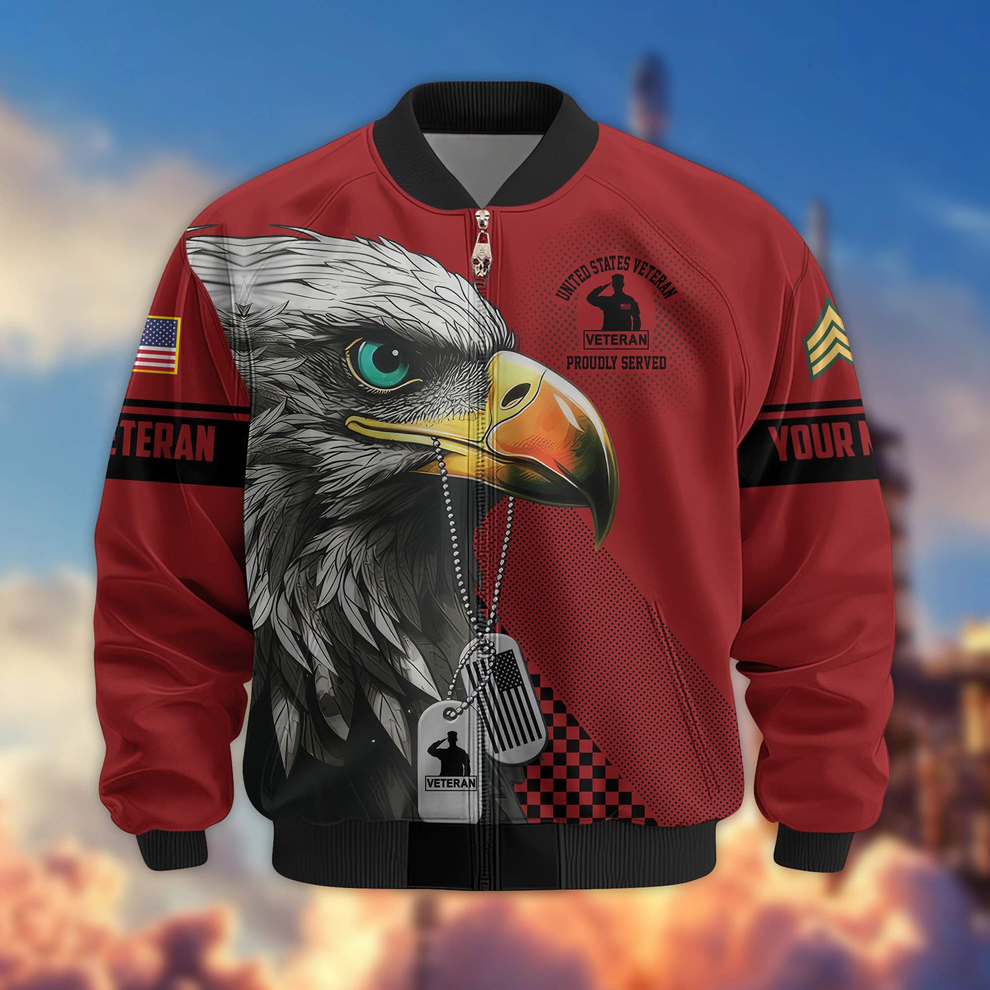 Premium US Veterans Bomber Jacket VPVC800507, Custom Name, Rank, Gifts For US Veteran