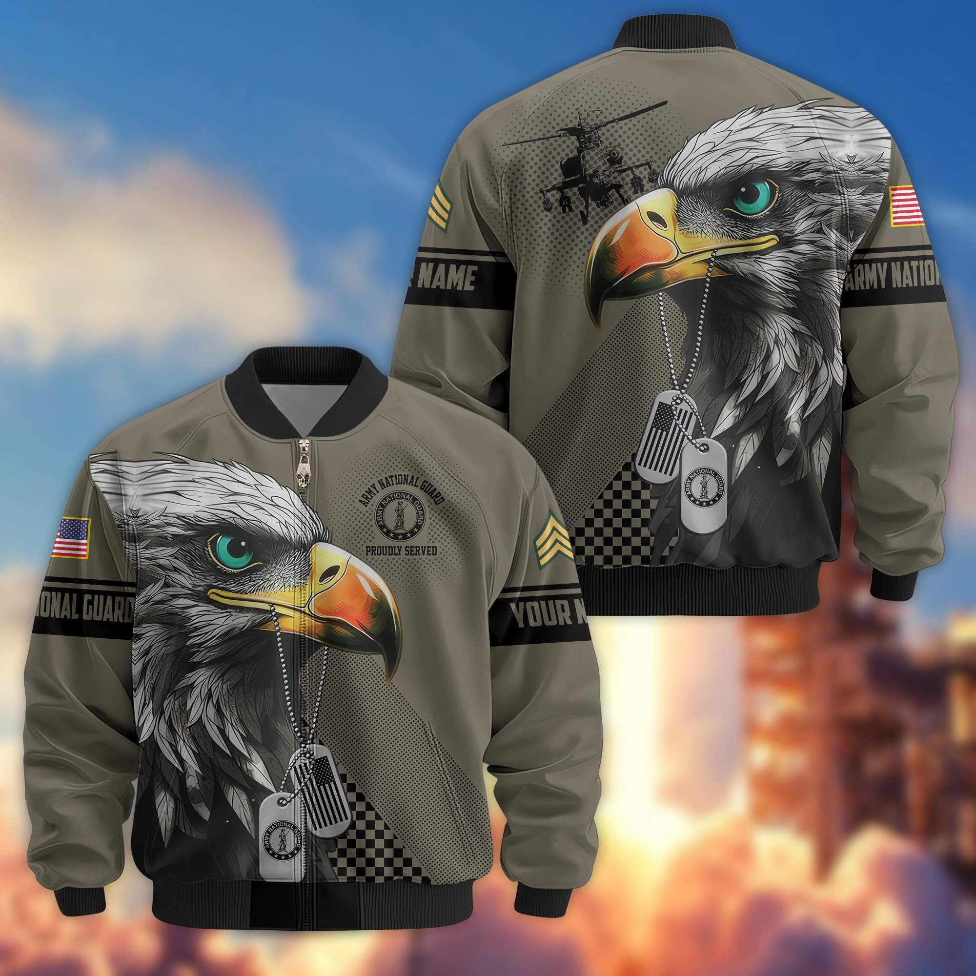Premium Army National Guard Veteran Bomber Jacket VPVC800508, Custom Name, Rank, Gifts For Army National Guard Veteran