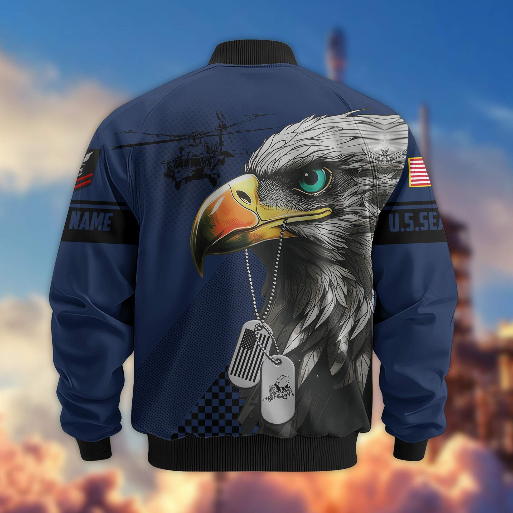 Premium US Seabees Veteran Bomber Jacket VPVC800509, Custom Name, Rank, Gifts For Seabees Veteran