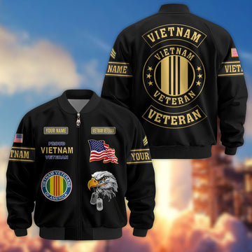 Premium Vietnam Veteran Bomber Jacket VPVC800706, Custom Name, Rank, Gifts For Vietnam Veteran