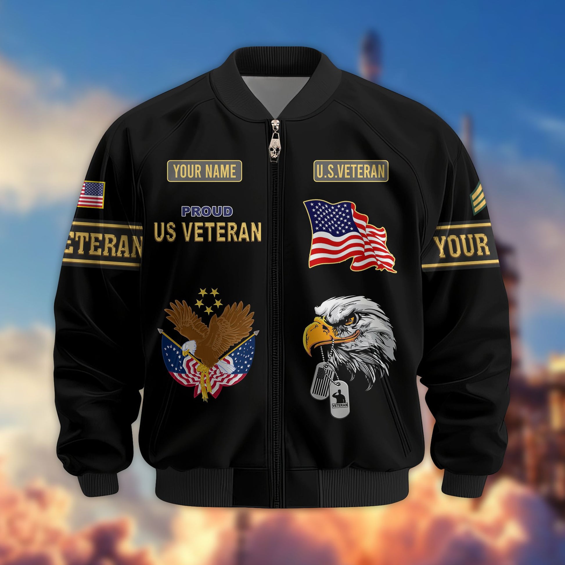 Premium US Veterans Bomber Jacket VPVC800707, Custom Name, Rank, Gifts For US Veteran