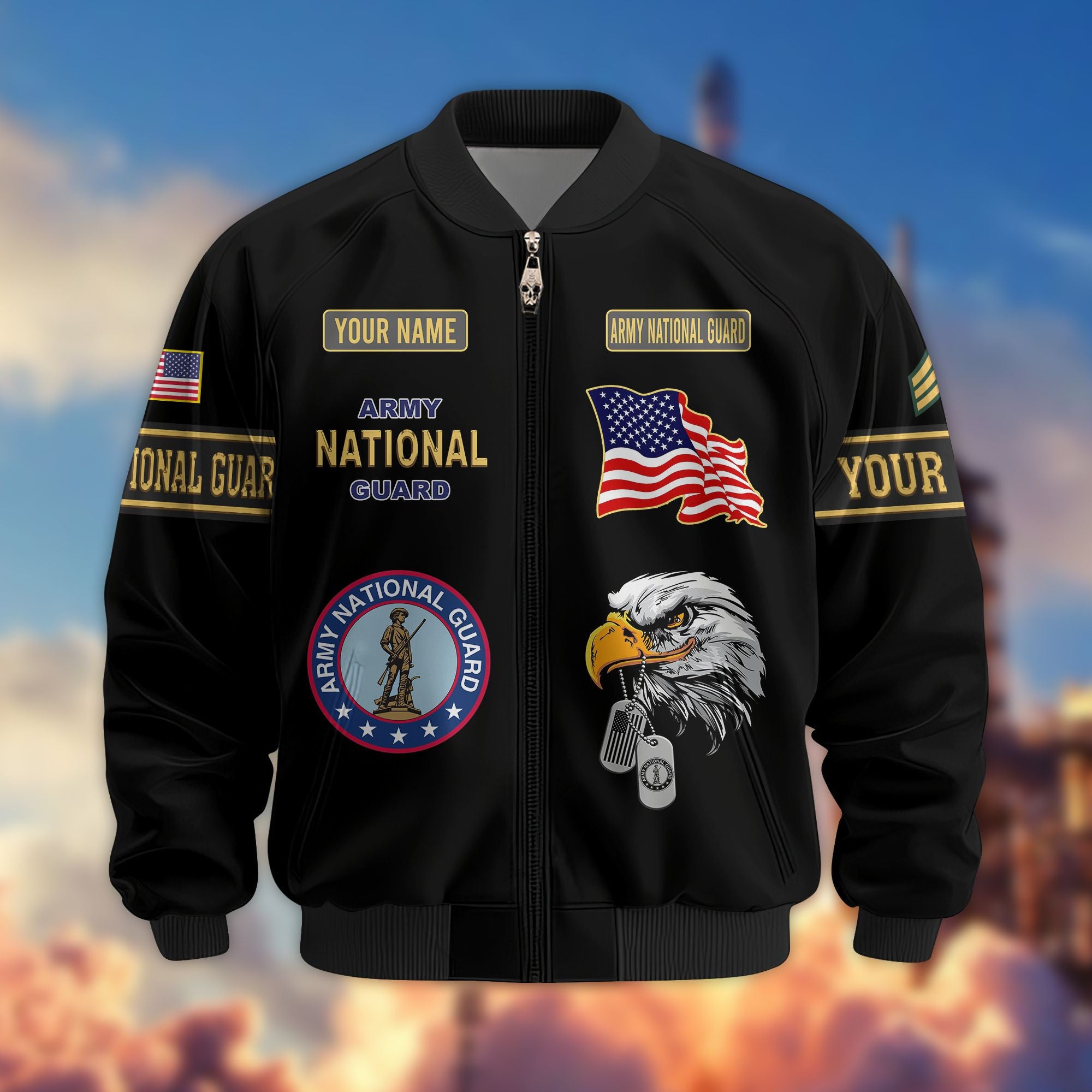 Premium Army National Guard Veteran Bomber Jacket VPVC800708, Custom Name, Rank, Gifts For Army National Guard Veteran